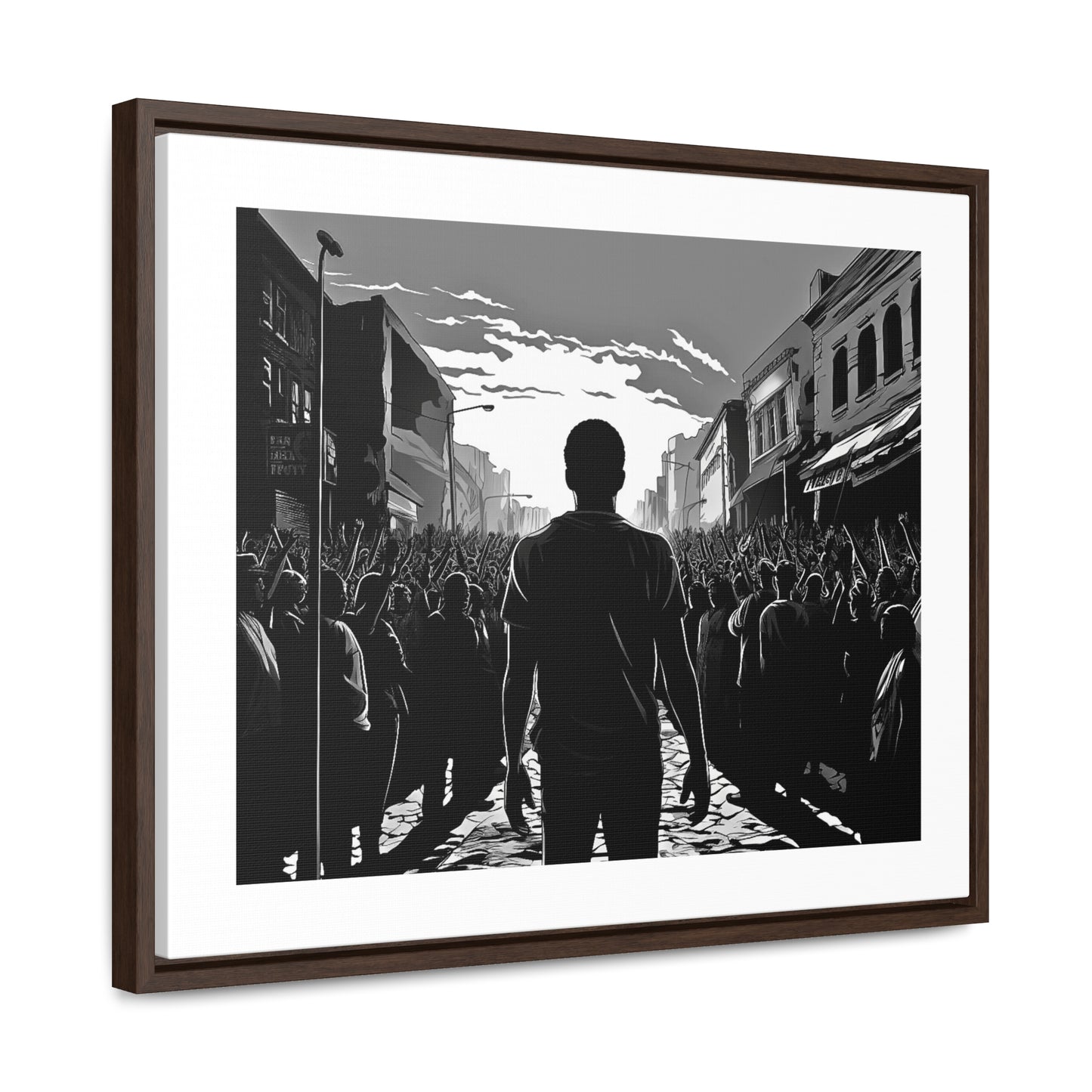 ሳይደፈርስ አይጠራም - Framed Canvas b&w Wall Art