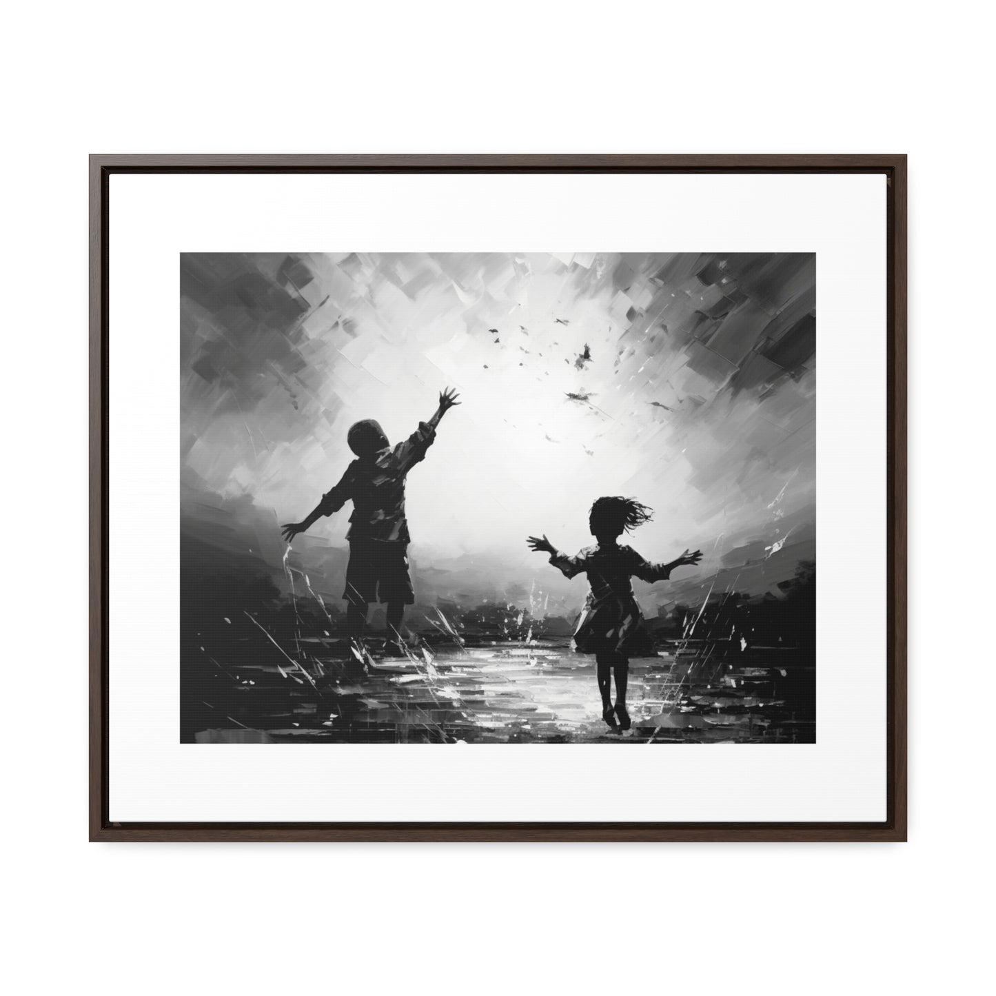 Playing with Light - Framed Canvas b&w Wall Art