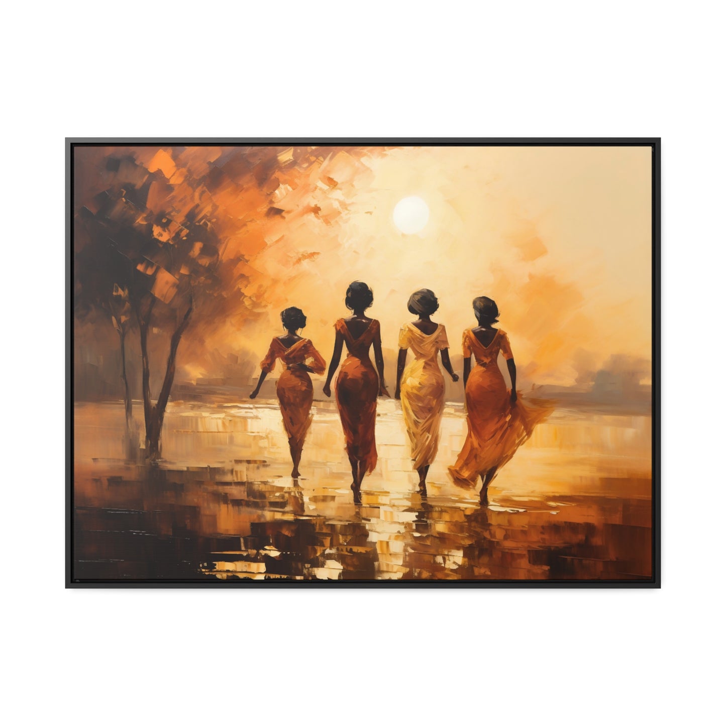 Sunlit Stroll - Framed Canvas Wall Art