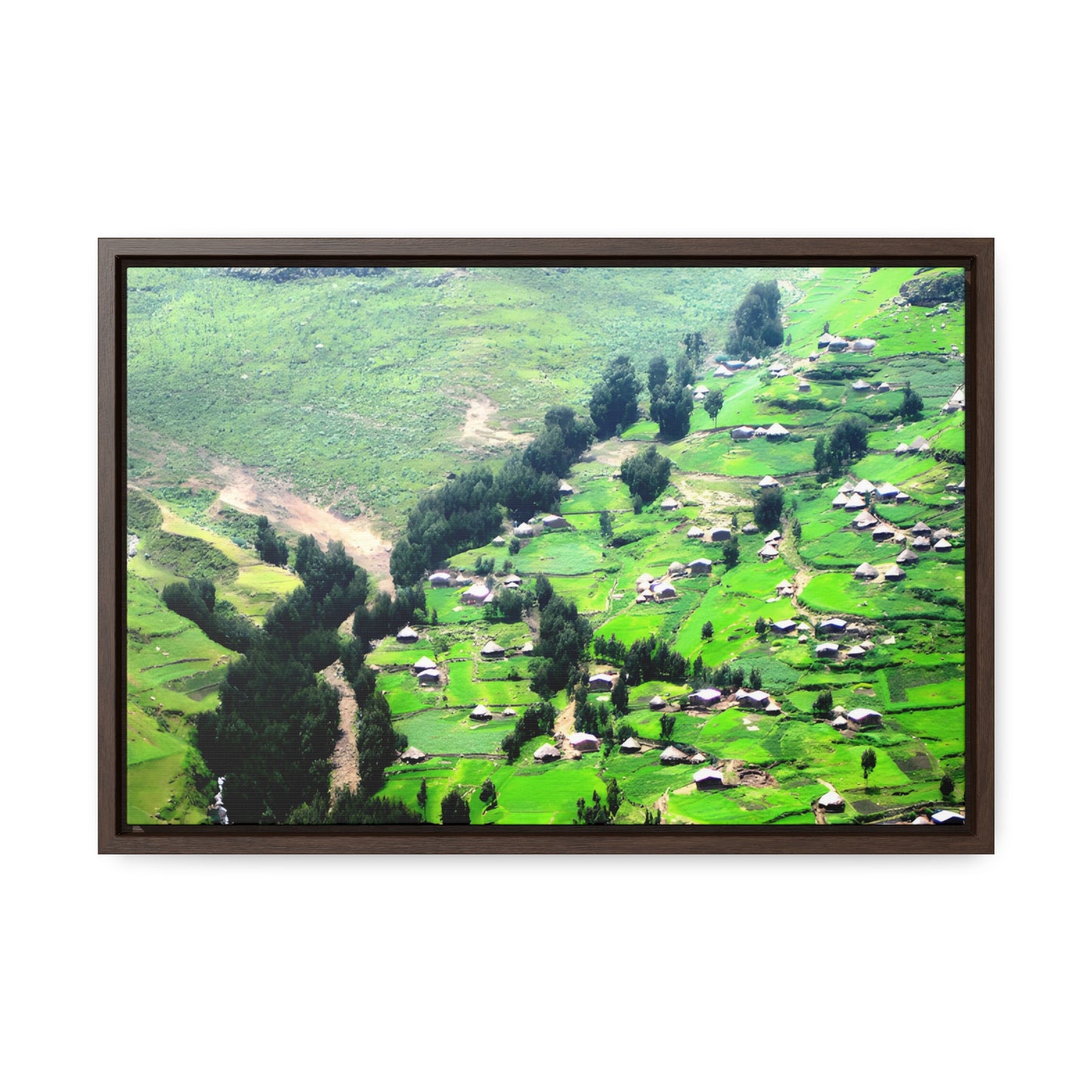 The Simien Mountain Village - Framed Canvas Photography