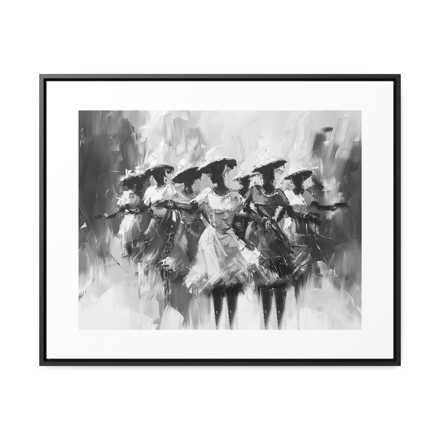 Rhythms of Joy - Framed Canvas b&w Wall Art