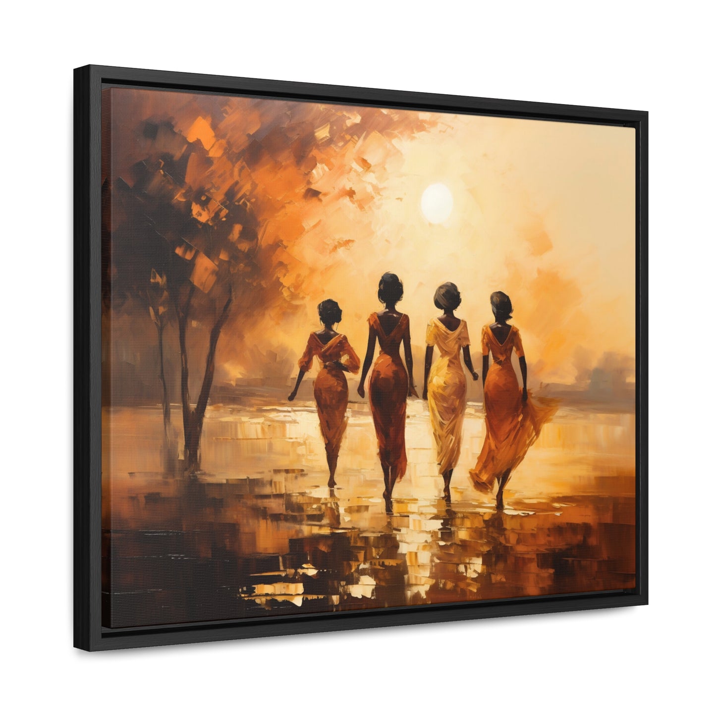 Sunlit Stroll - Framed Canvas Wall Art