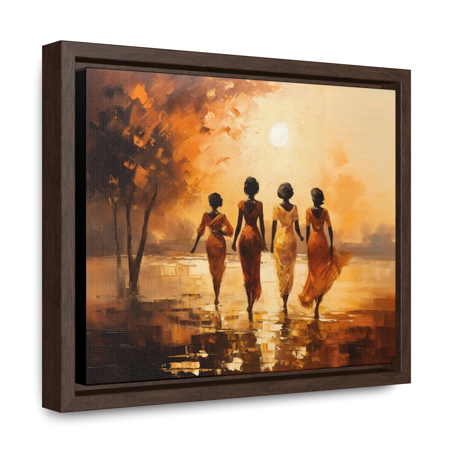 Sunlit Stroll - Framed Canvas Wall Art