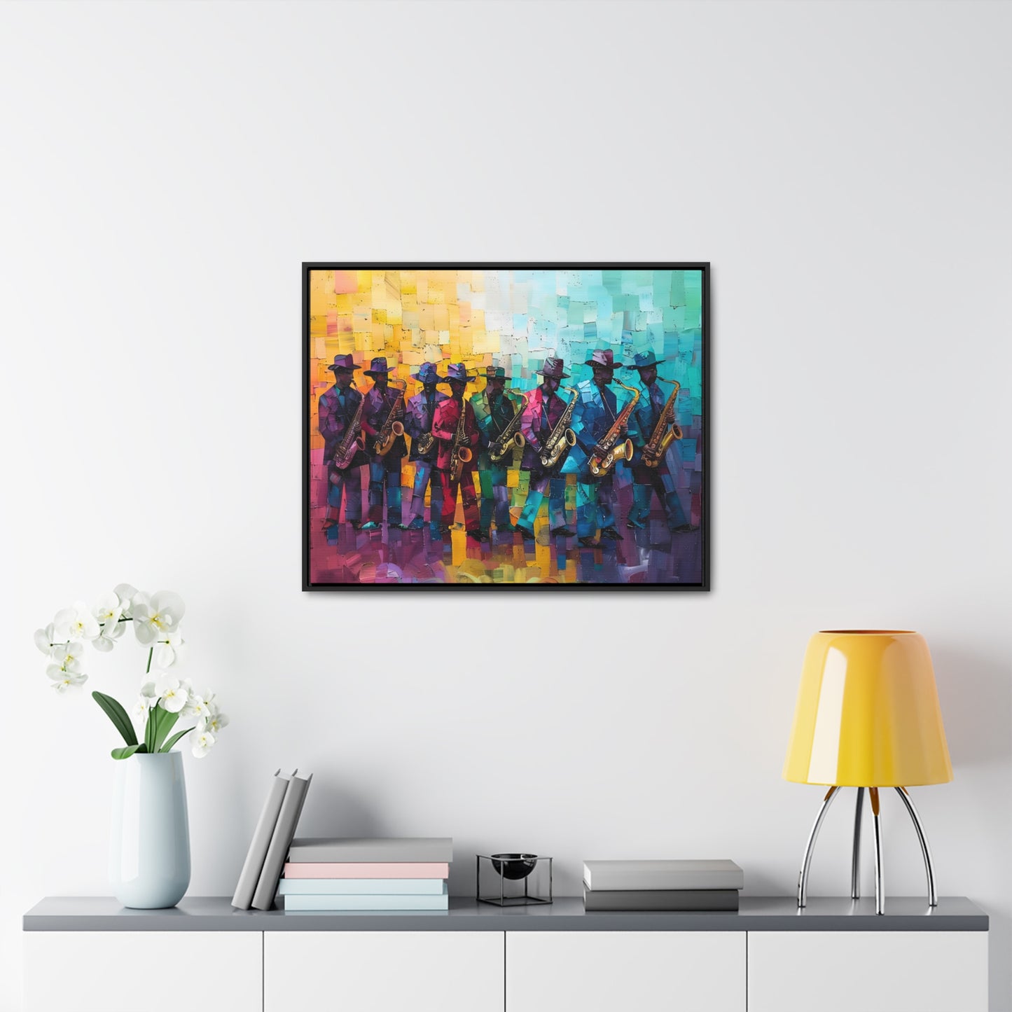 Sax Clan Harmony - Framed Canvas Wall Art