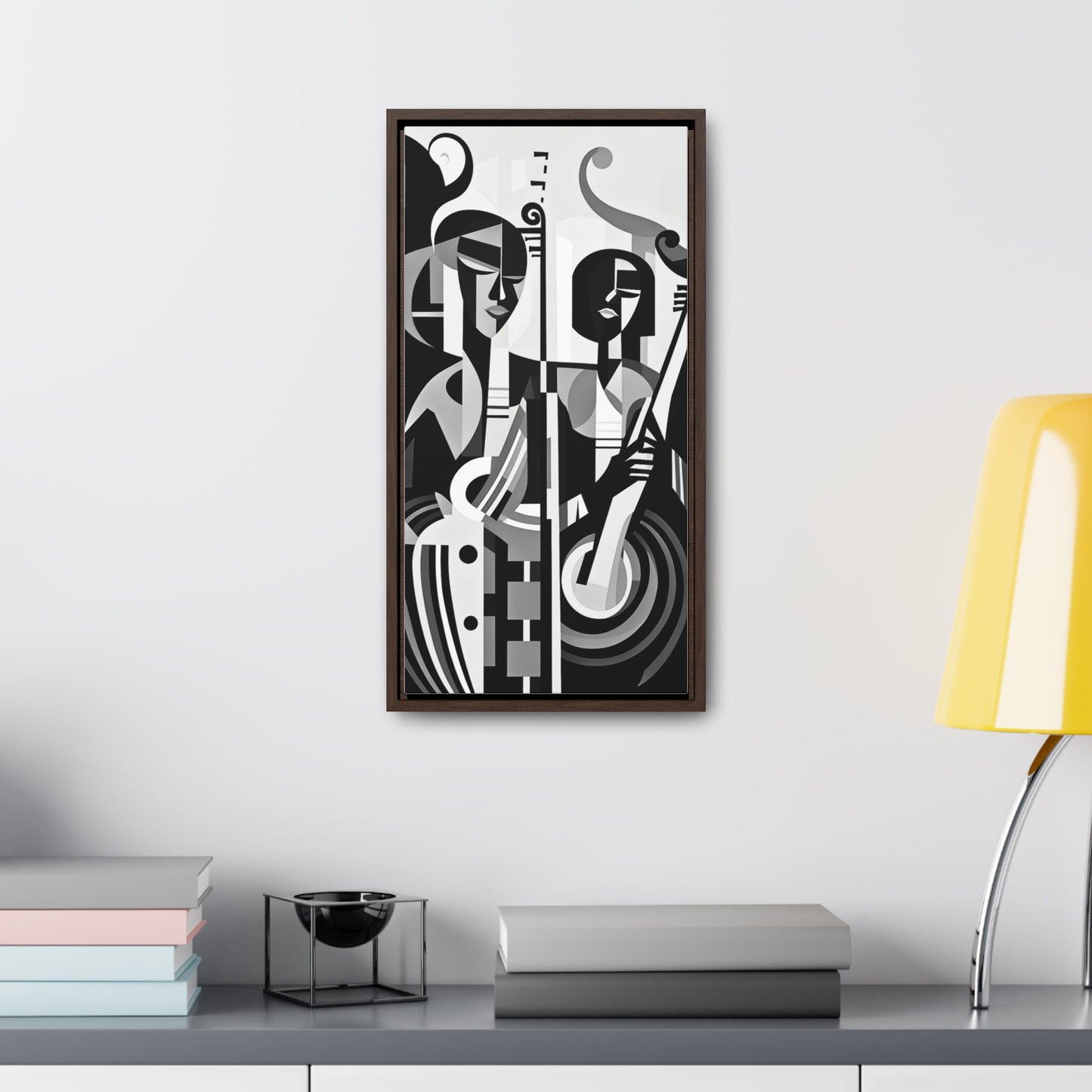 The Melodic Duo - Framed Canvas b&w Wall Art