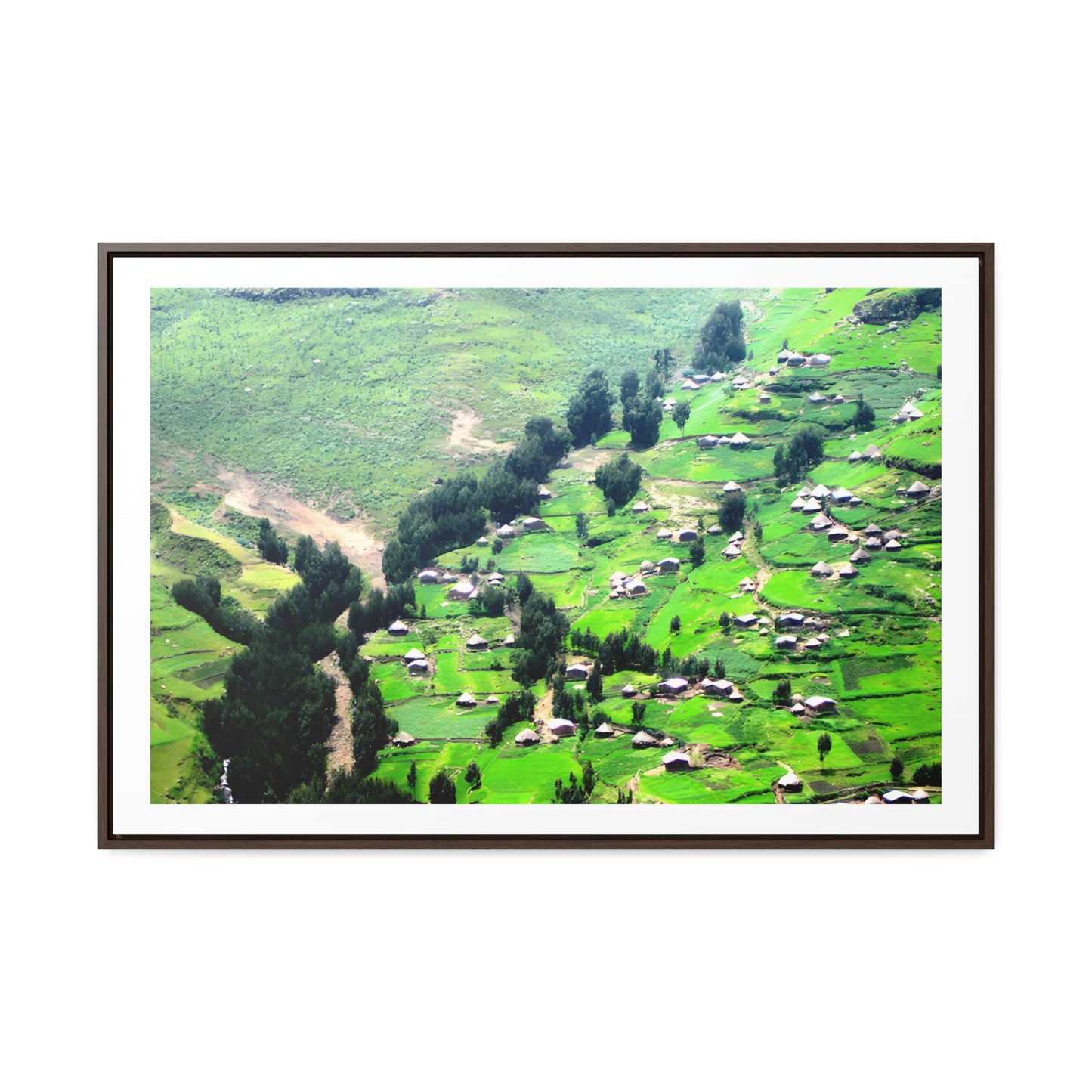 The Simien Mountain Village - Framed Canvas Photography
