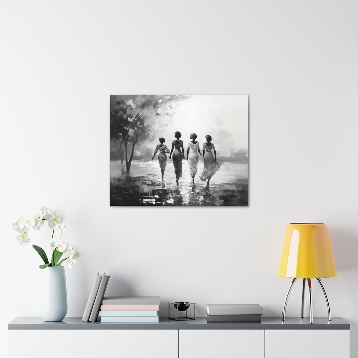 Sunlit Stroll - Canvas b&w Wall Art