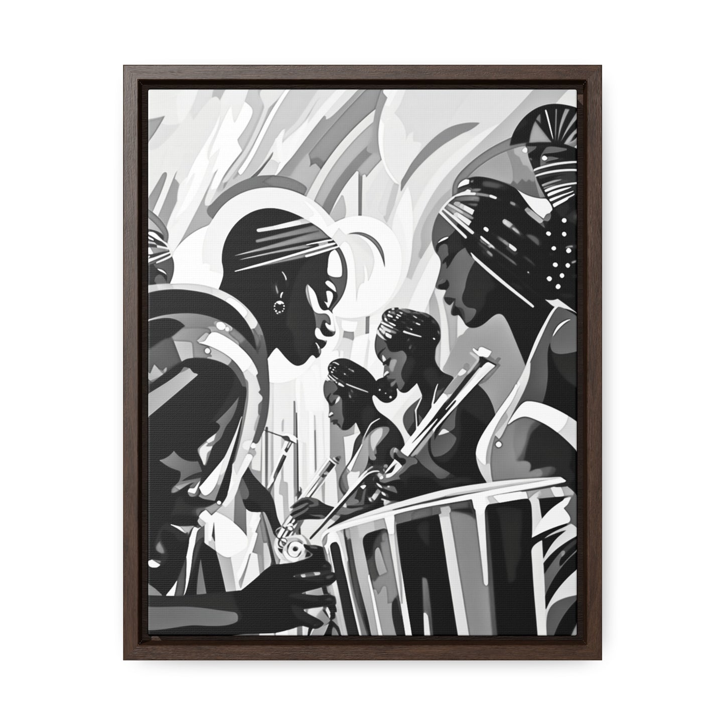 Street Pulse - Framed Canvas b&w Wall Art