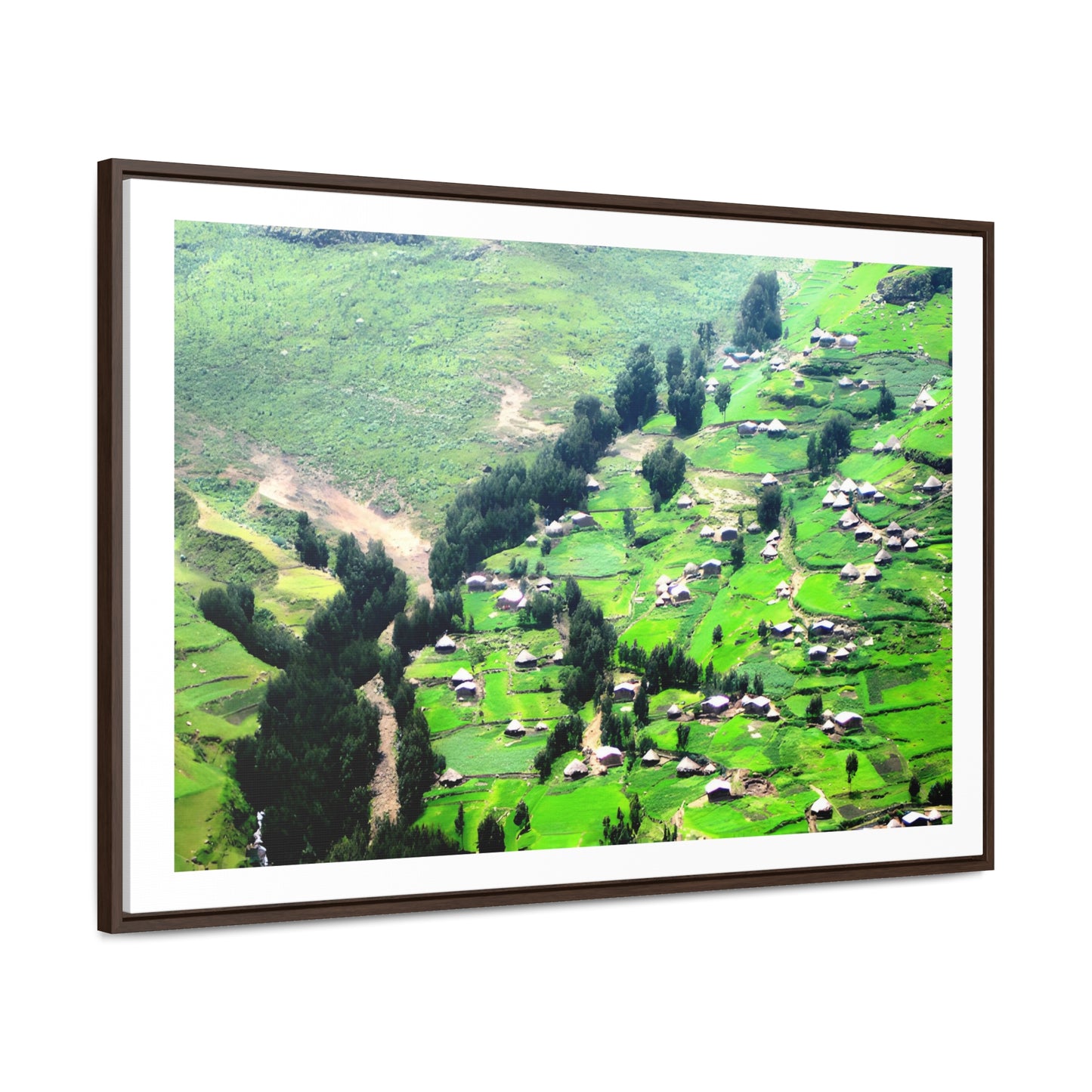 The Simien Mountain Village - Framed Canvas Photography