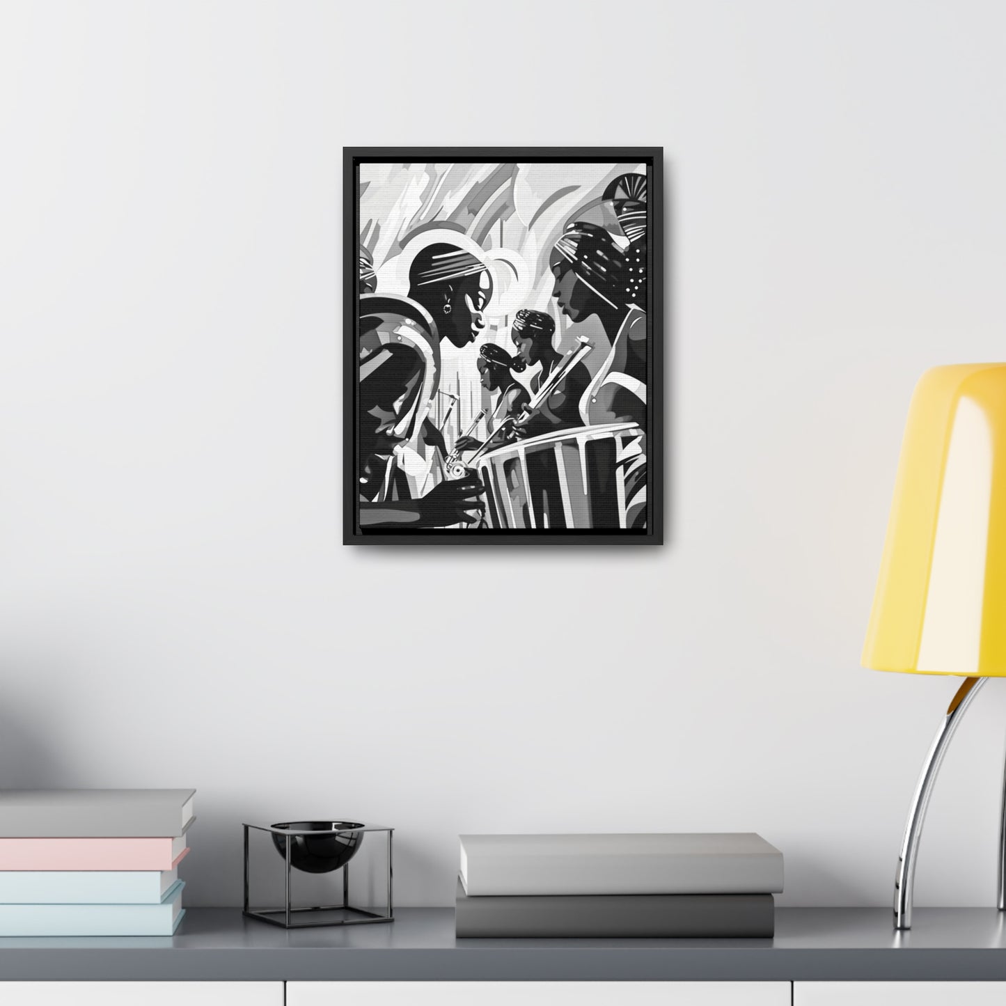 Street Pulse - Framed Canvas b&w Wall Art