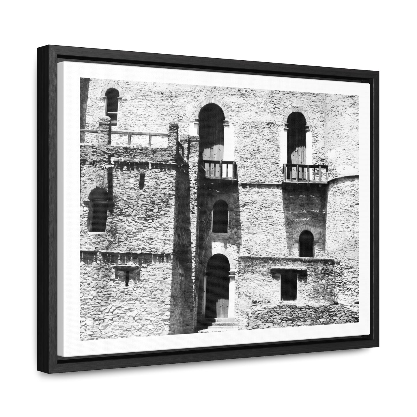 Whispers in Stone - Framed Canvas Photography b&w