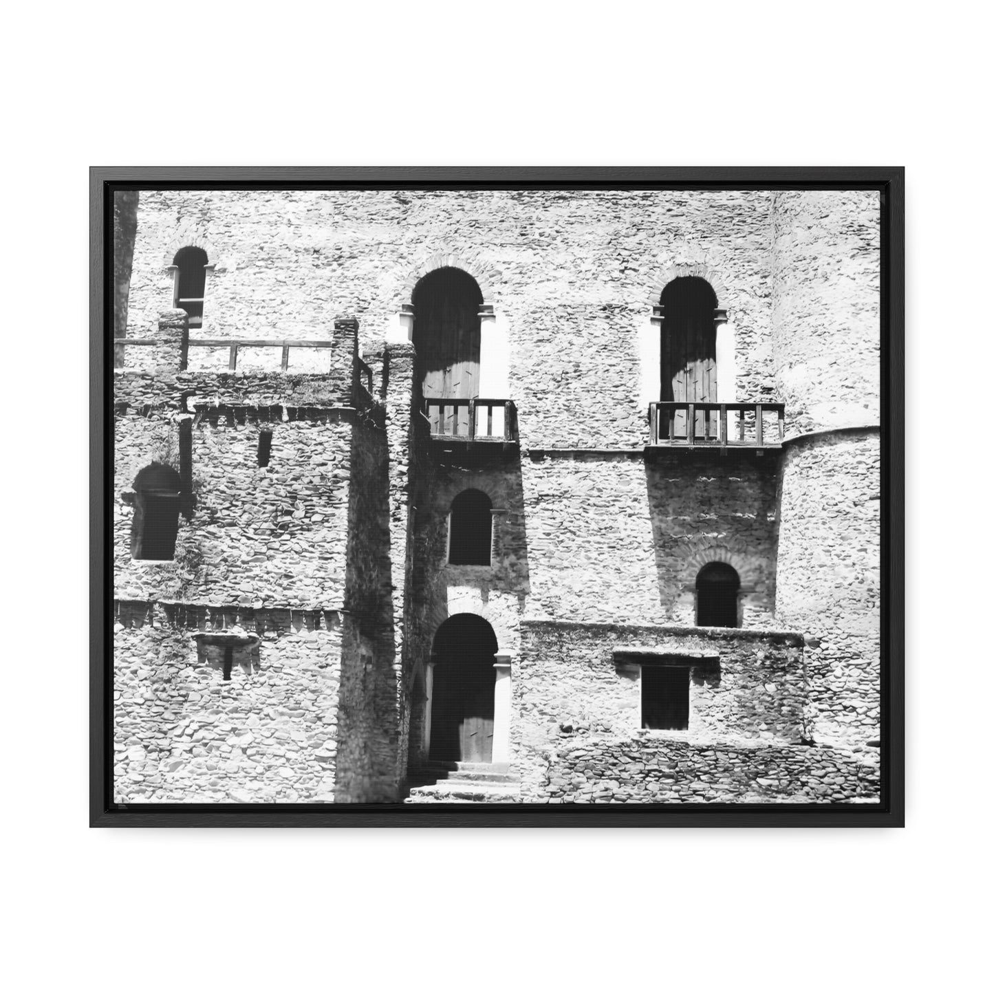 Whispers in Stone - Framed Canvas Photography b&w