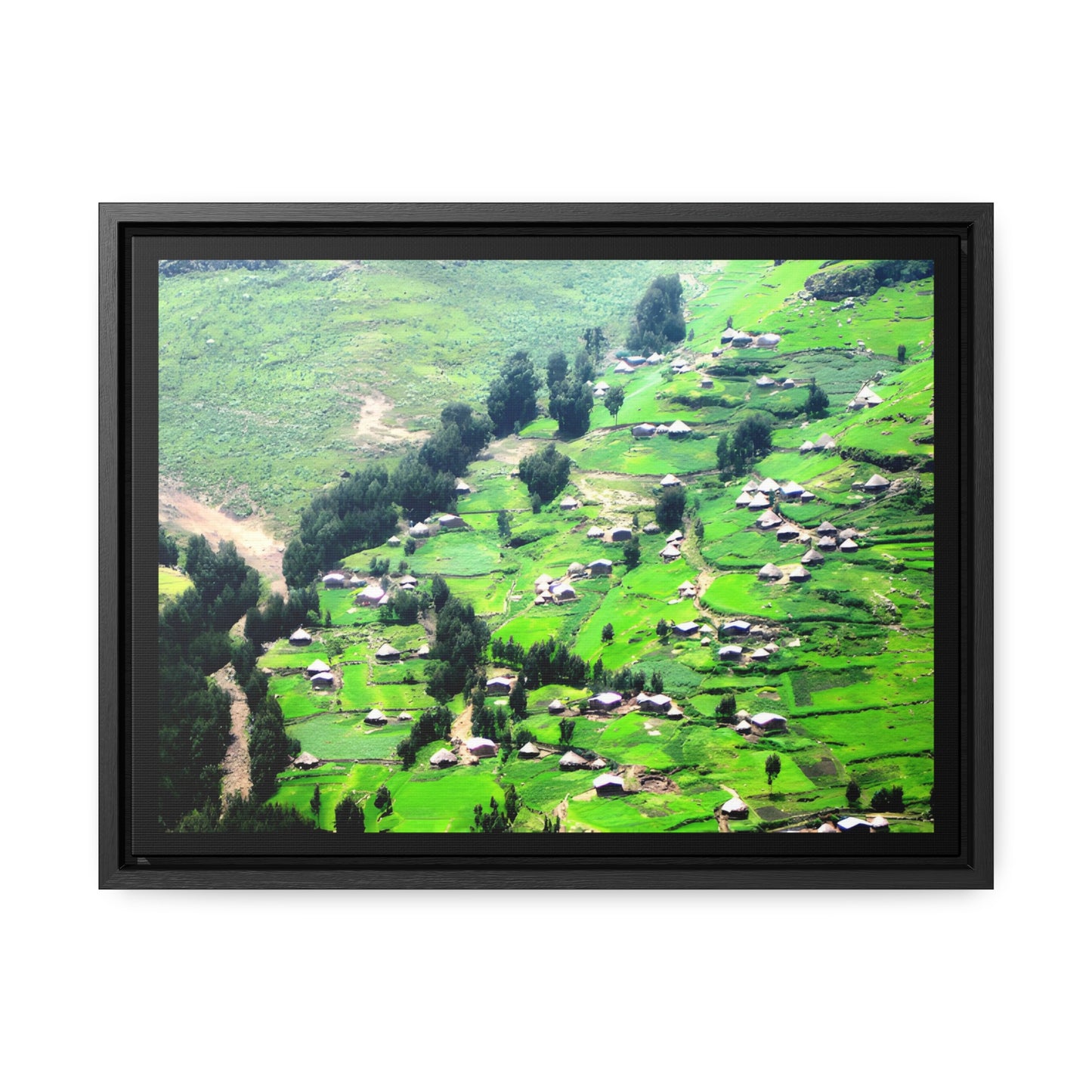 The Simien Mountain Village - Framed Canvas Photography