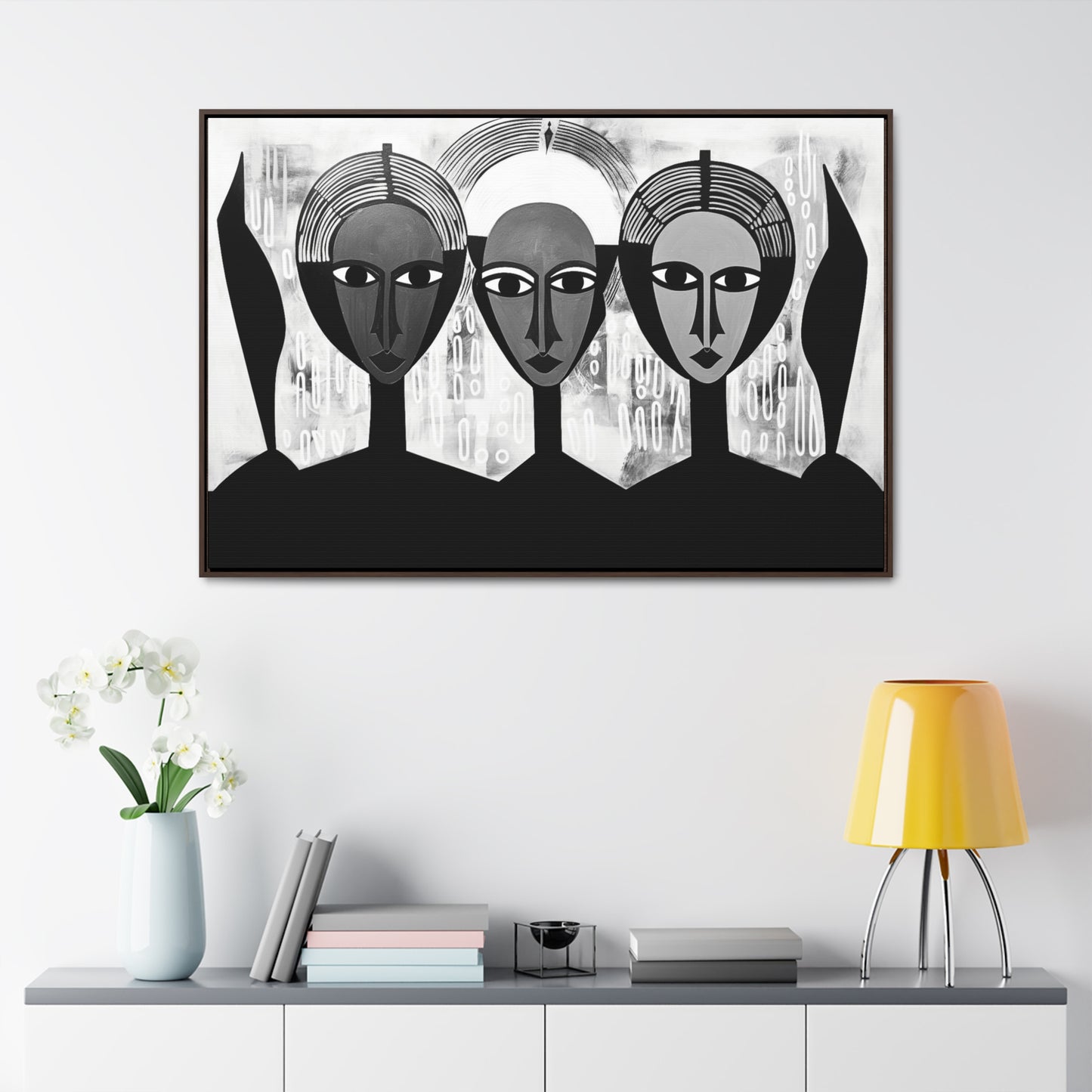 Guardian Angels - Framed Canvas b&w Wall Art