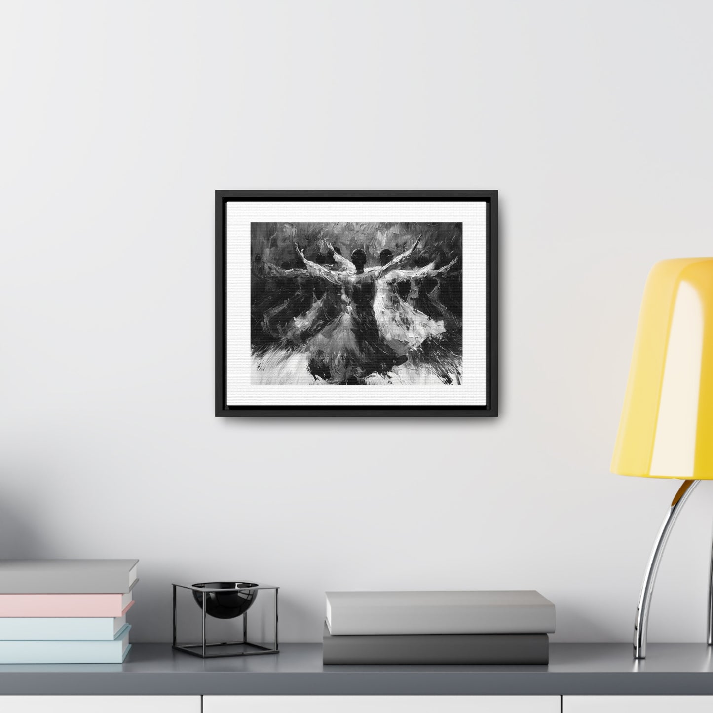 Hearts Wide and Lifted - Framed Canvas b&w Wall Art