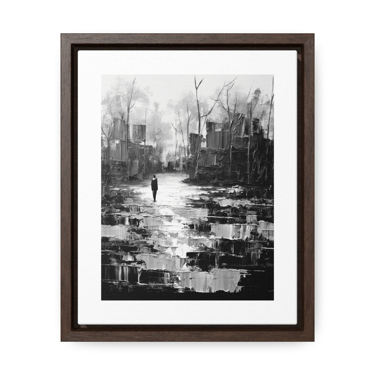 Solitude's Wisdom - Framed Canvas b&w Wall Art