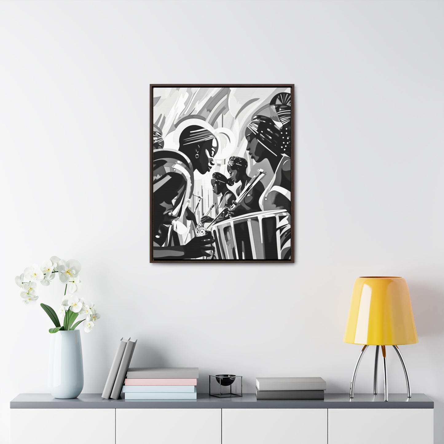 Street Pulse - Framed Canvas b&w Wall Art