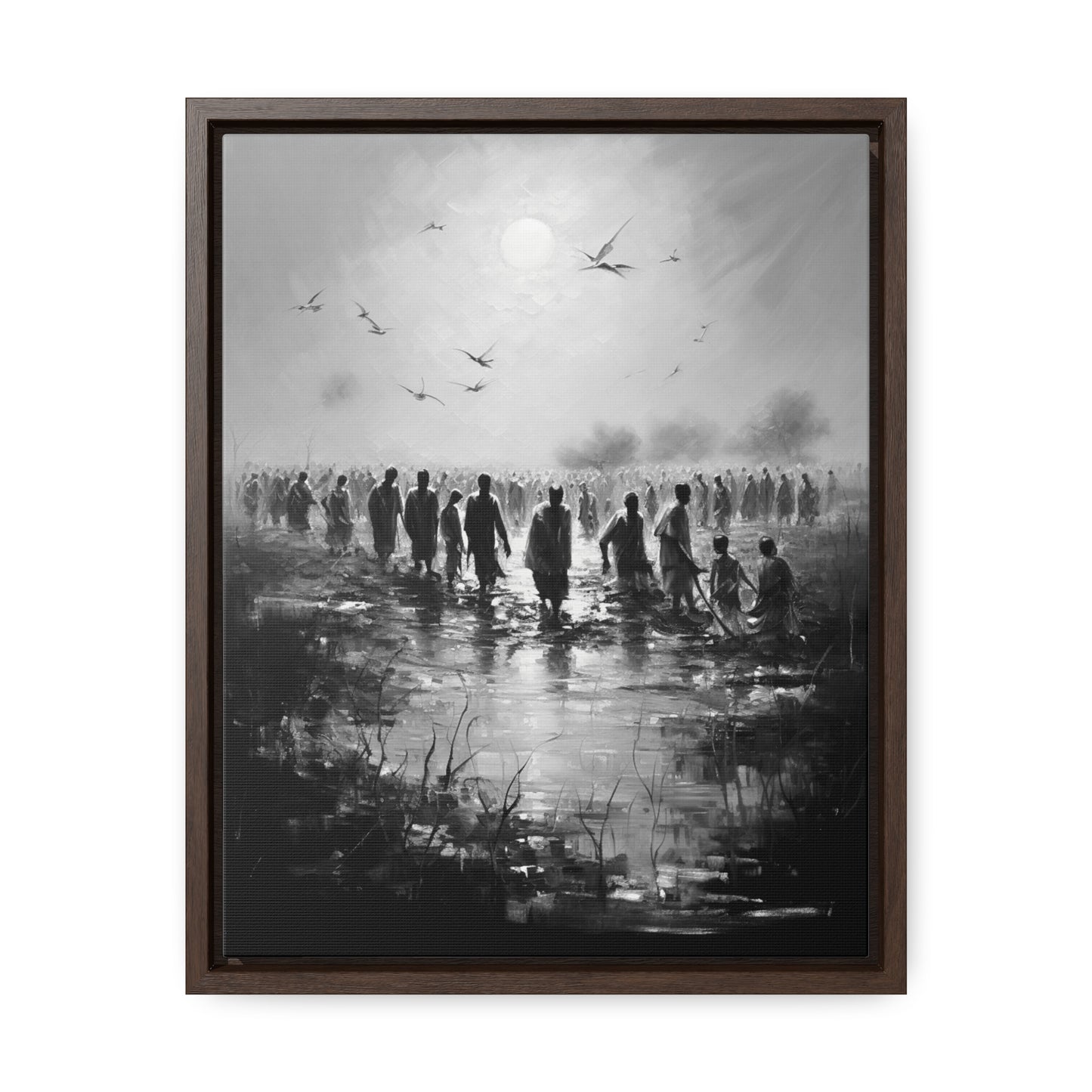 Exodus - Framed Canvas b&w Wall Art
