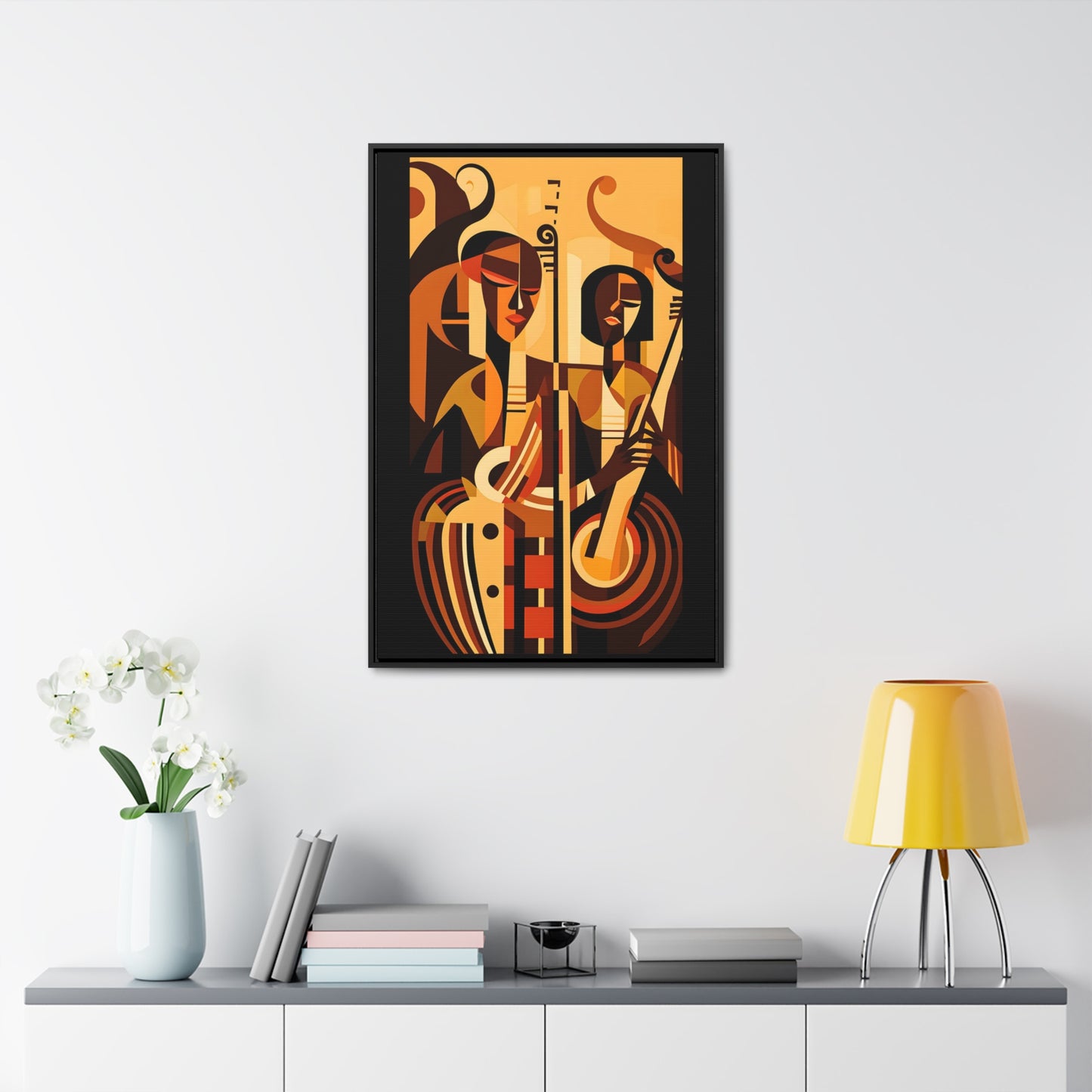 The Melodic Duo - Framed Canvas Wall Art