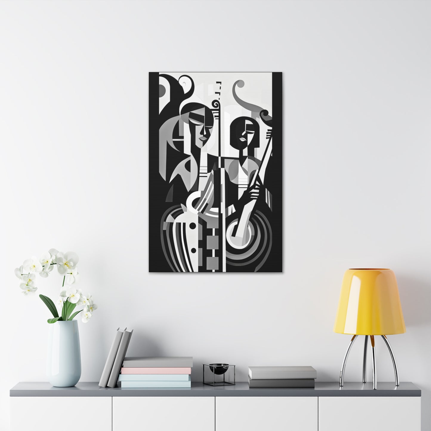 The Melodic Duo - Canvas b&w Wall Art