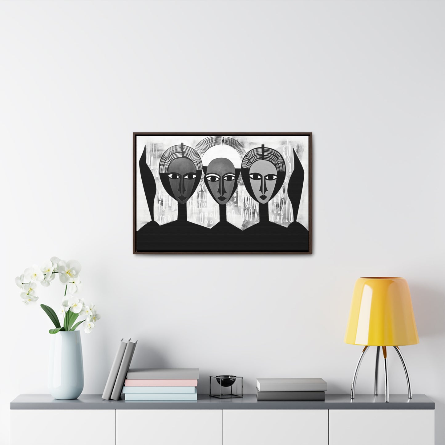 Guardian Angels - Framed Canvas b&w Wall Art