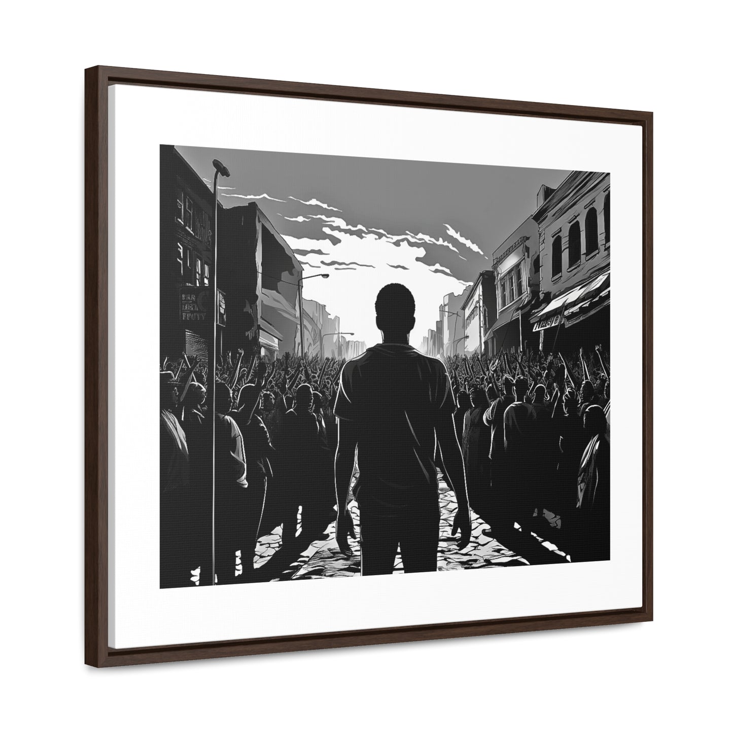 ሳይደፈርስ አይጠራም - Framed Canvas b&w Wall Art