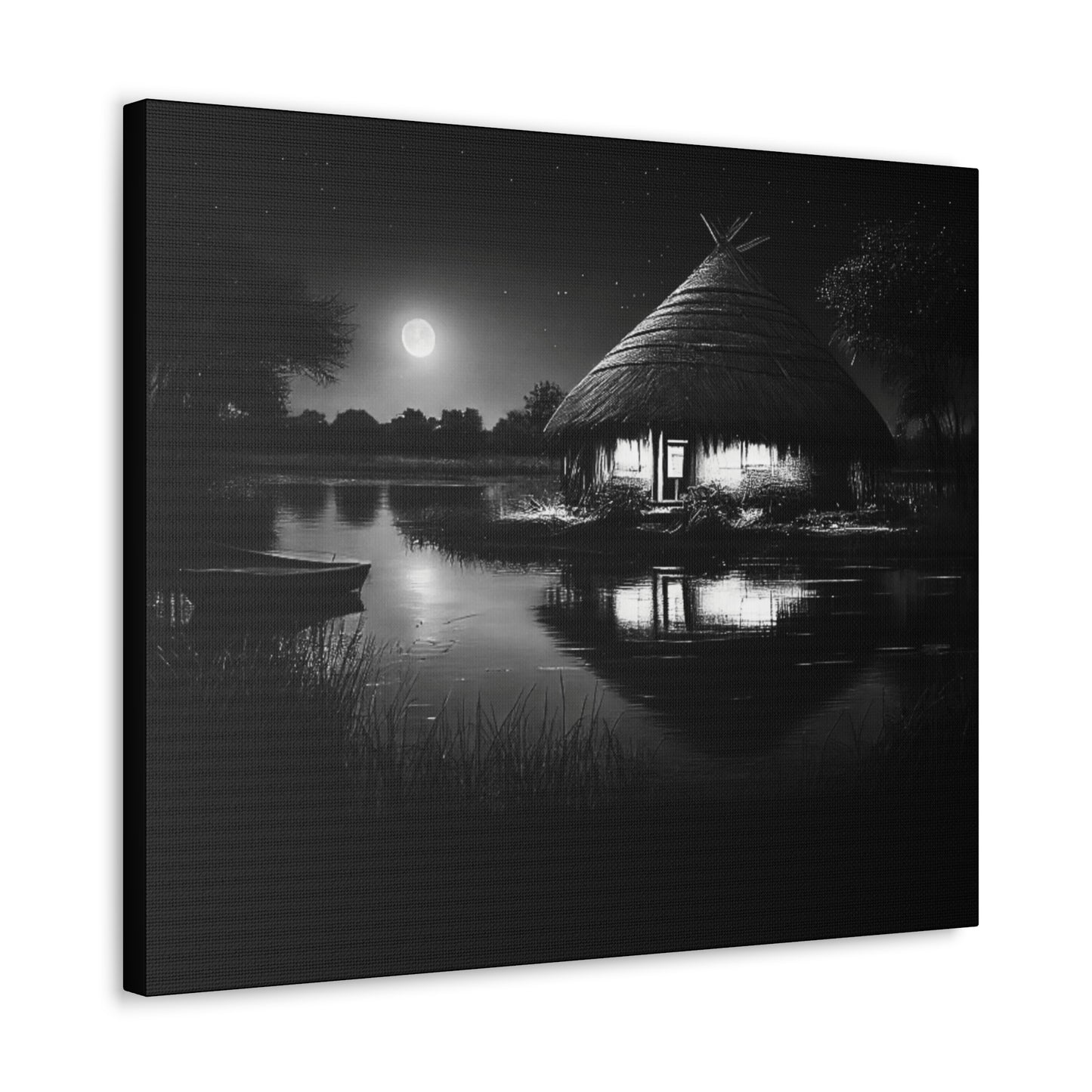 Moonlit Serenity - Canvas b&w Wall Art