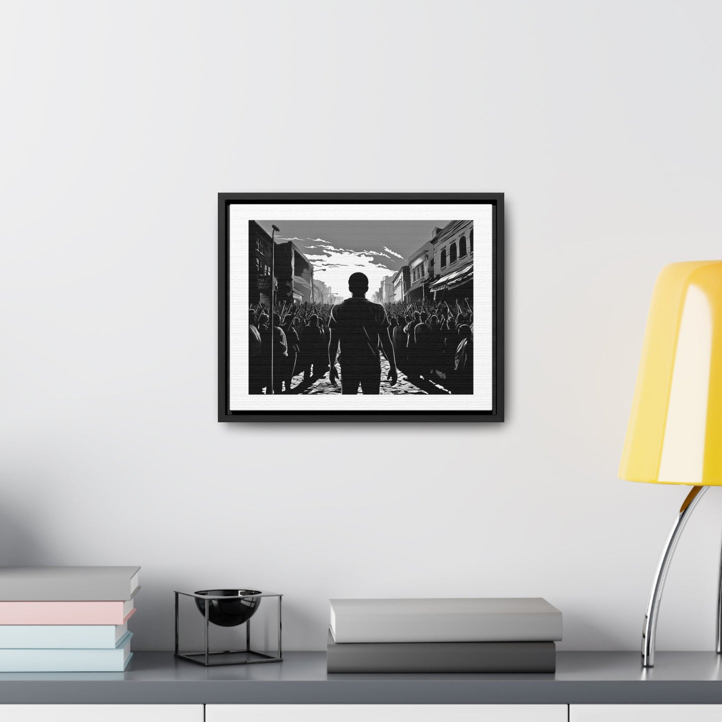 ሳይደፈርስ አይጠራም - Framed Canvas b&w Wall Art