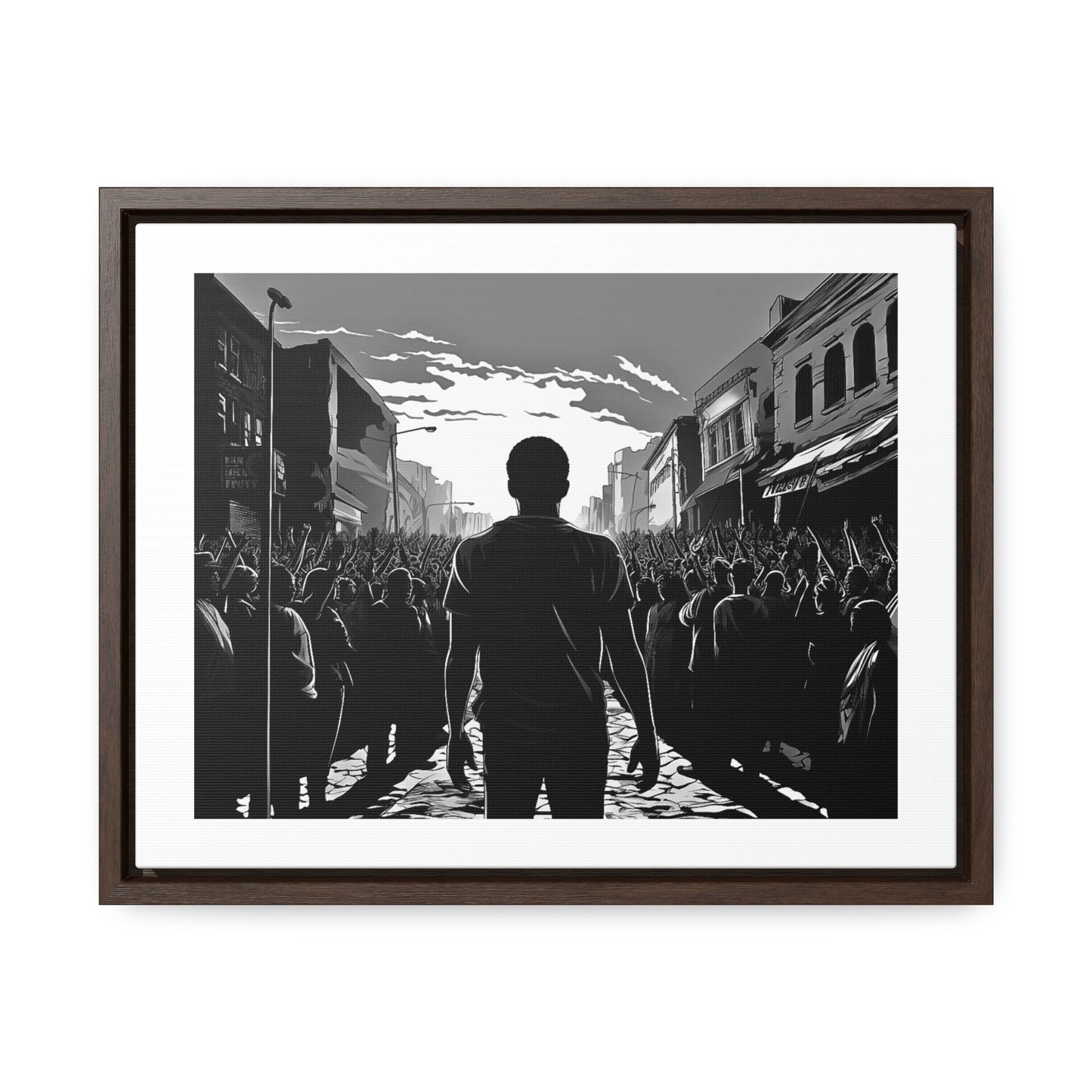 ሳይደፈርስ አይጠራም - Framed Canvas b&w Wall Art