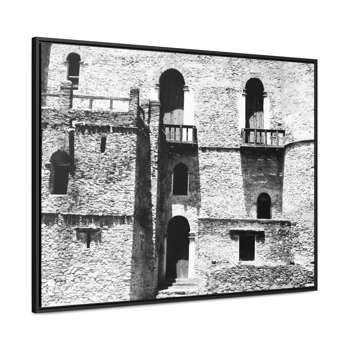 Whispers in Stone - Framed Canvas Photography b&w