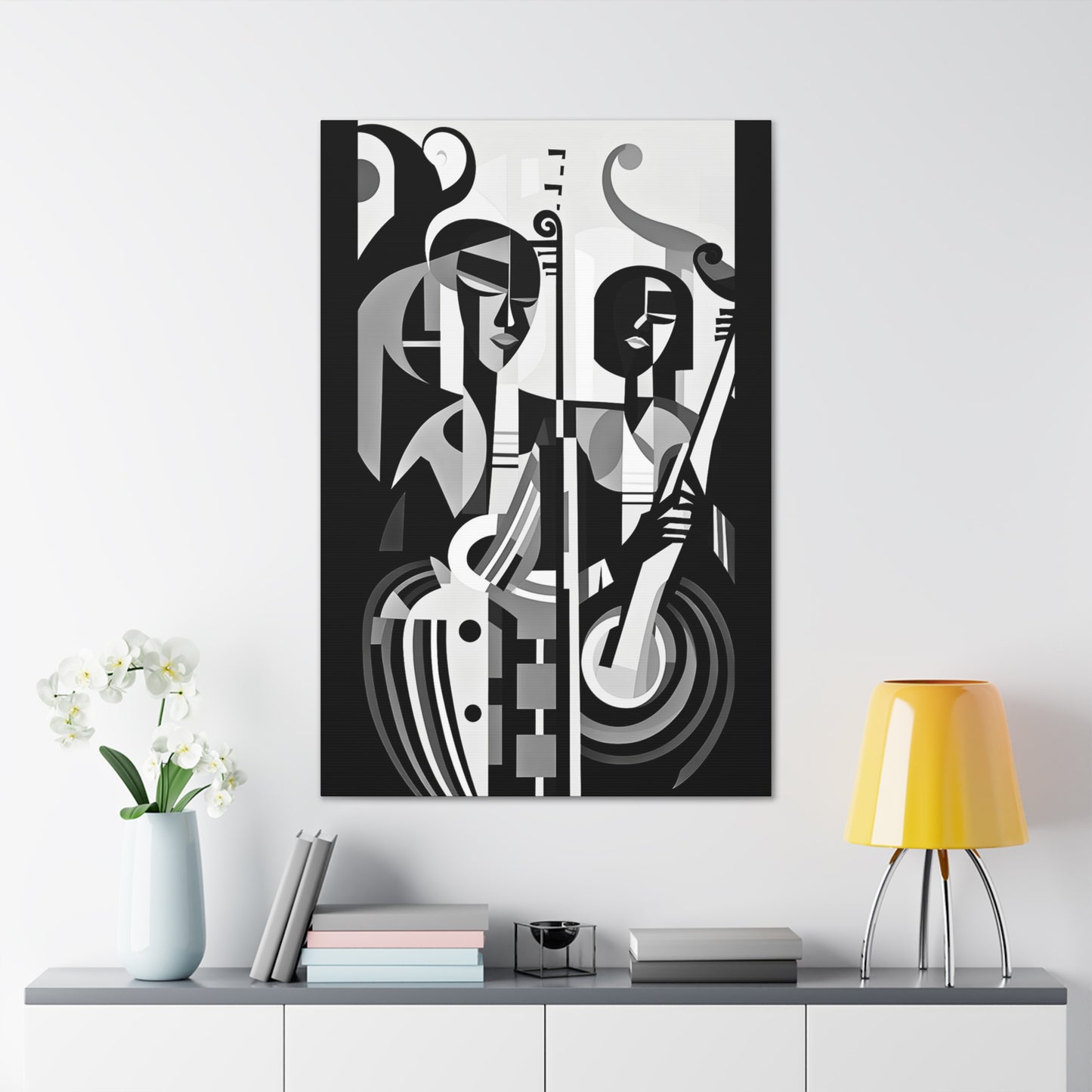 The Melodic Duo - Canvas b&w Wall Art