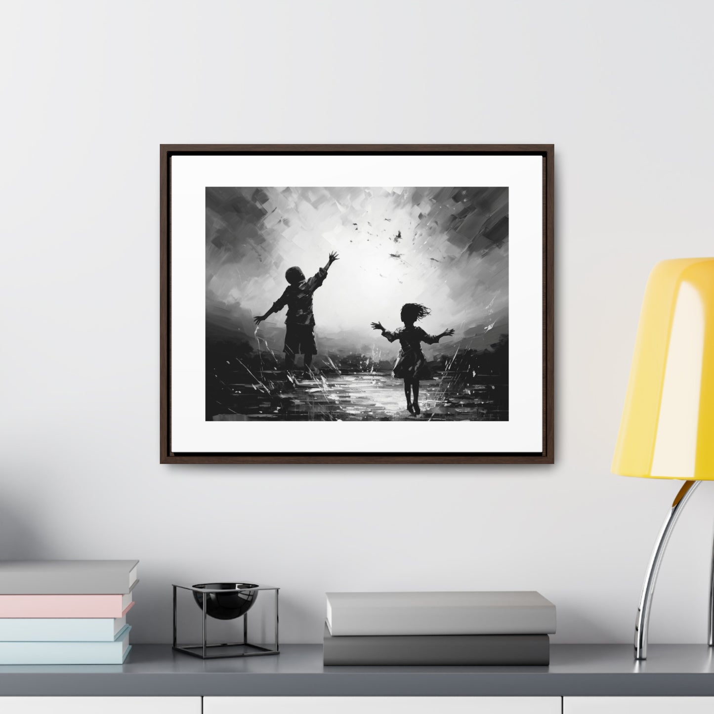 Playing with Light - Framed Canvas b&w Wall Art