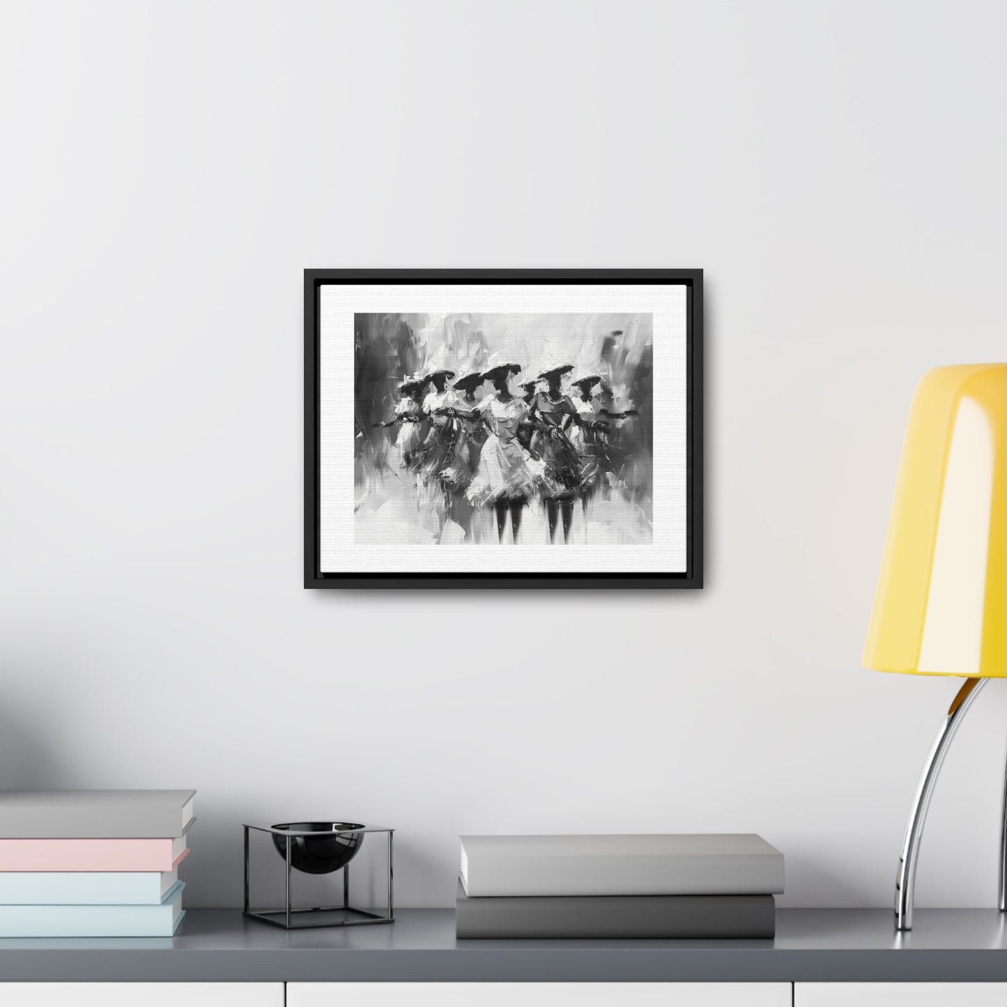 Rhythms of Joy - Framed Canvas b&w Wall Art