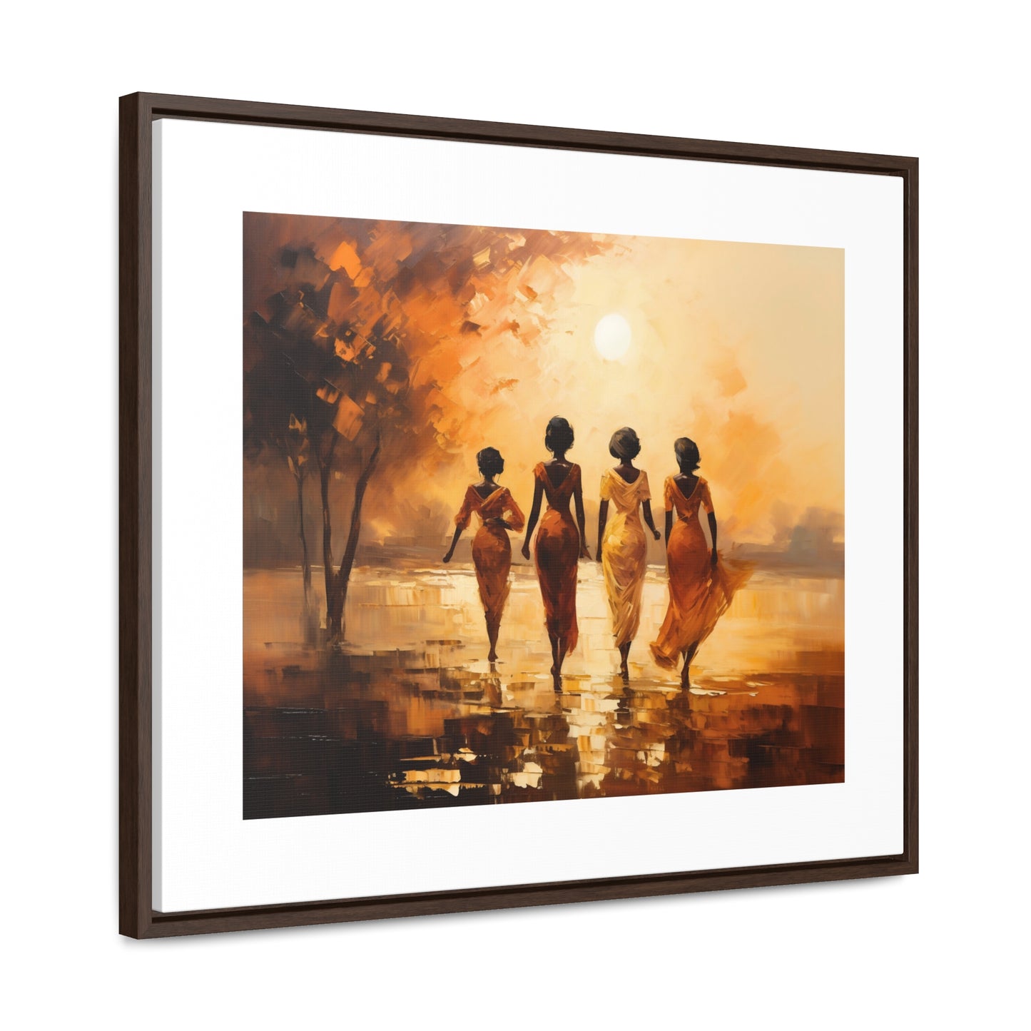 Sunlit Stroll - Framed Canvas Wall Art