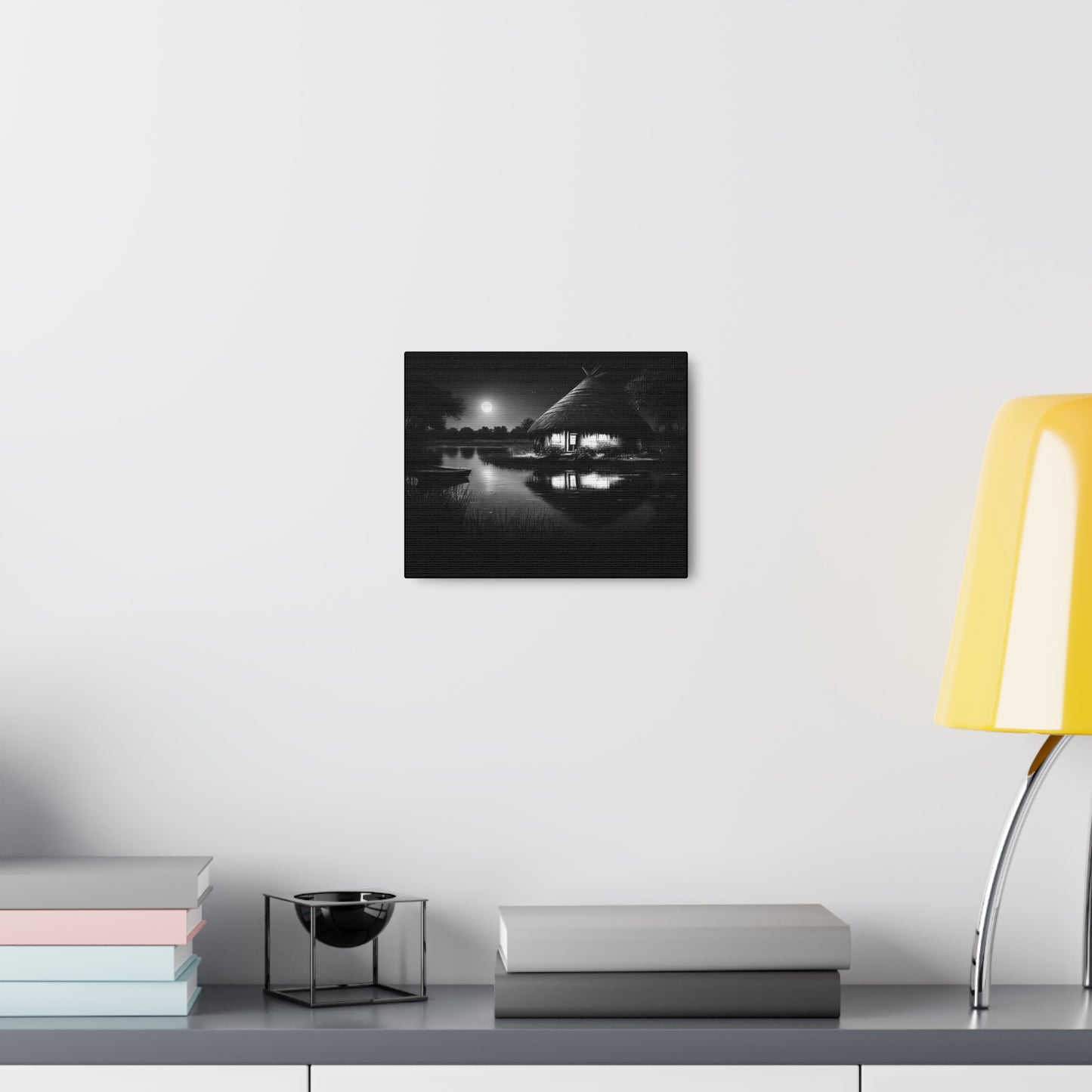 Moonlit Serenity - Canvas b&w Wall Art