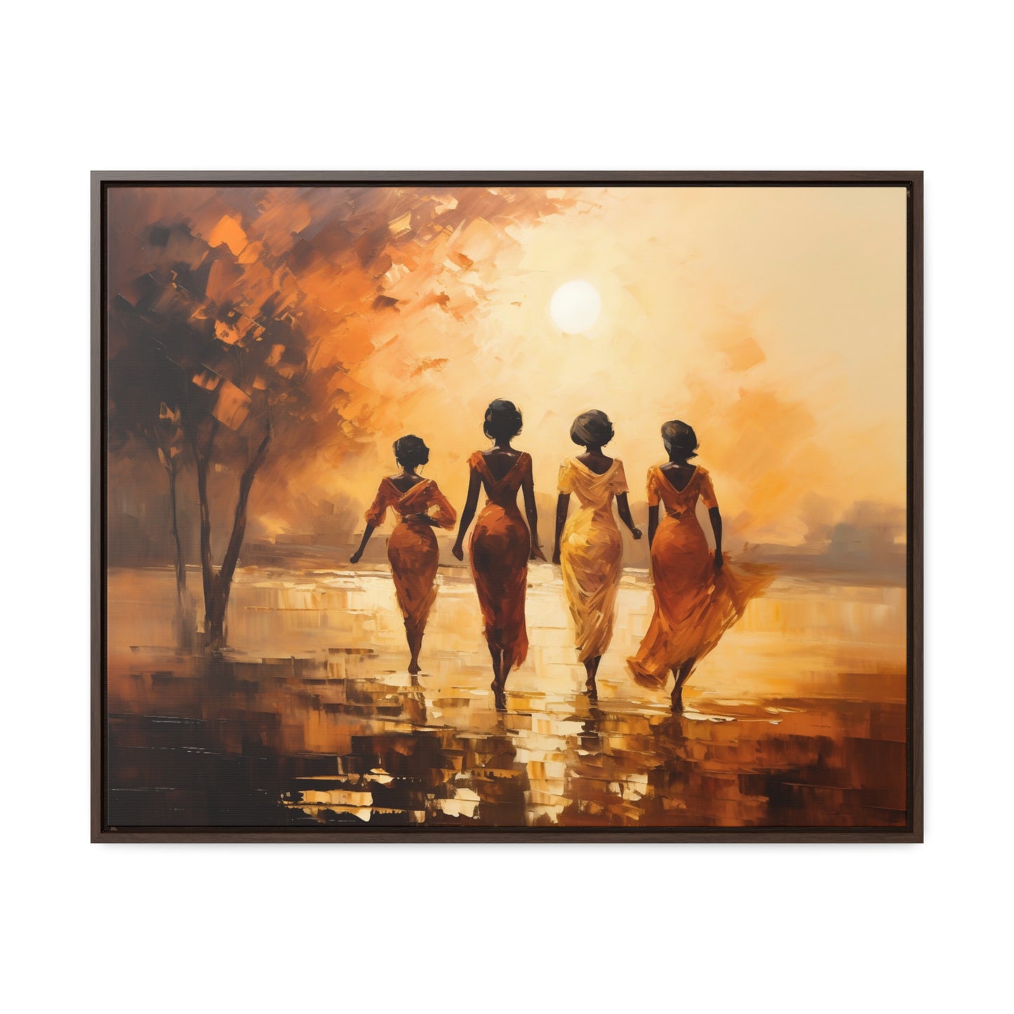 Sunlit Stroll - Framed Canvas Wall Art