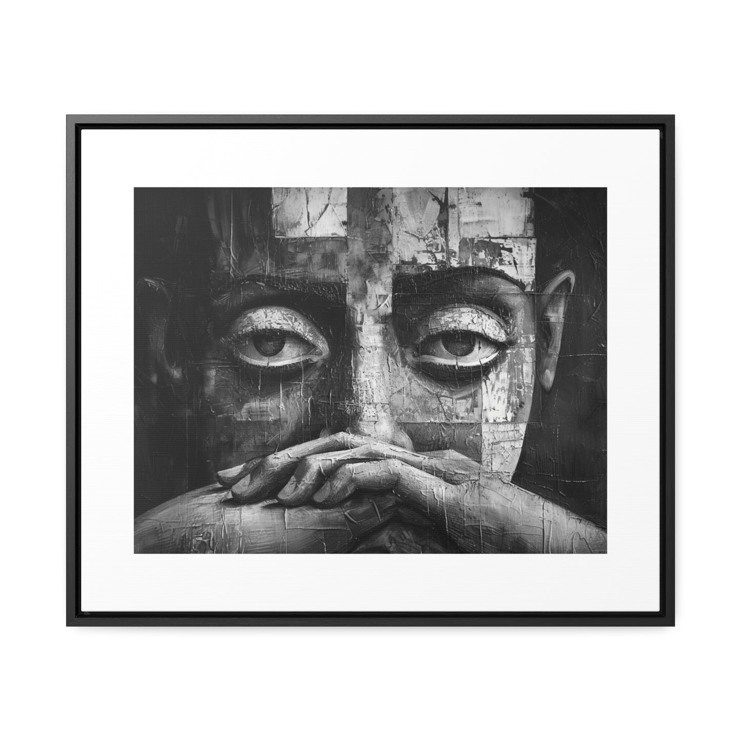 Silent Contemplation - Framed Canvas b&w Wall Art