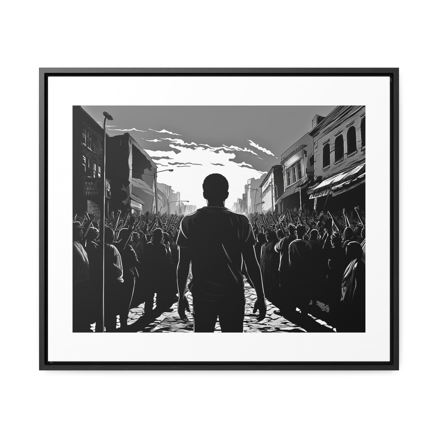 ሳይደፈርስ አይጠራም - Framed Canvas b&w Wall Art