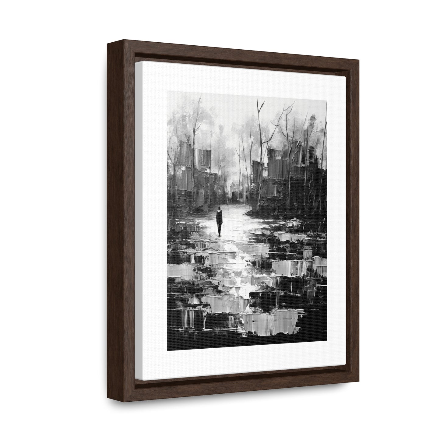 Solitude's Wisdom - Framed Canvas b&w Wall Art