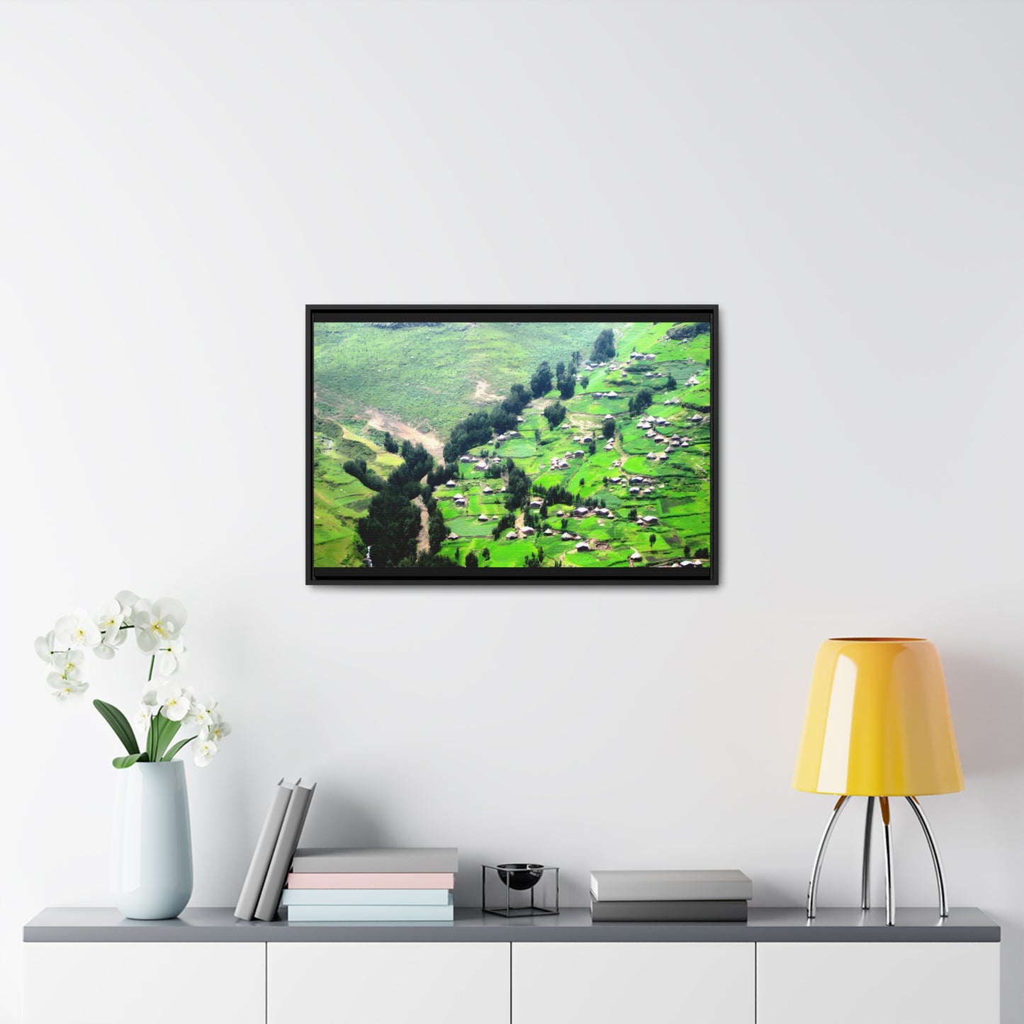 The Simien Mountain Village - Framed Canvas Photography
