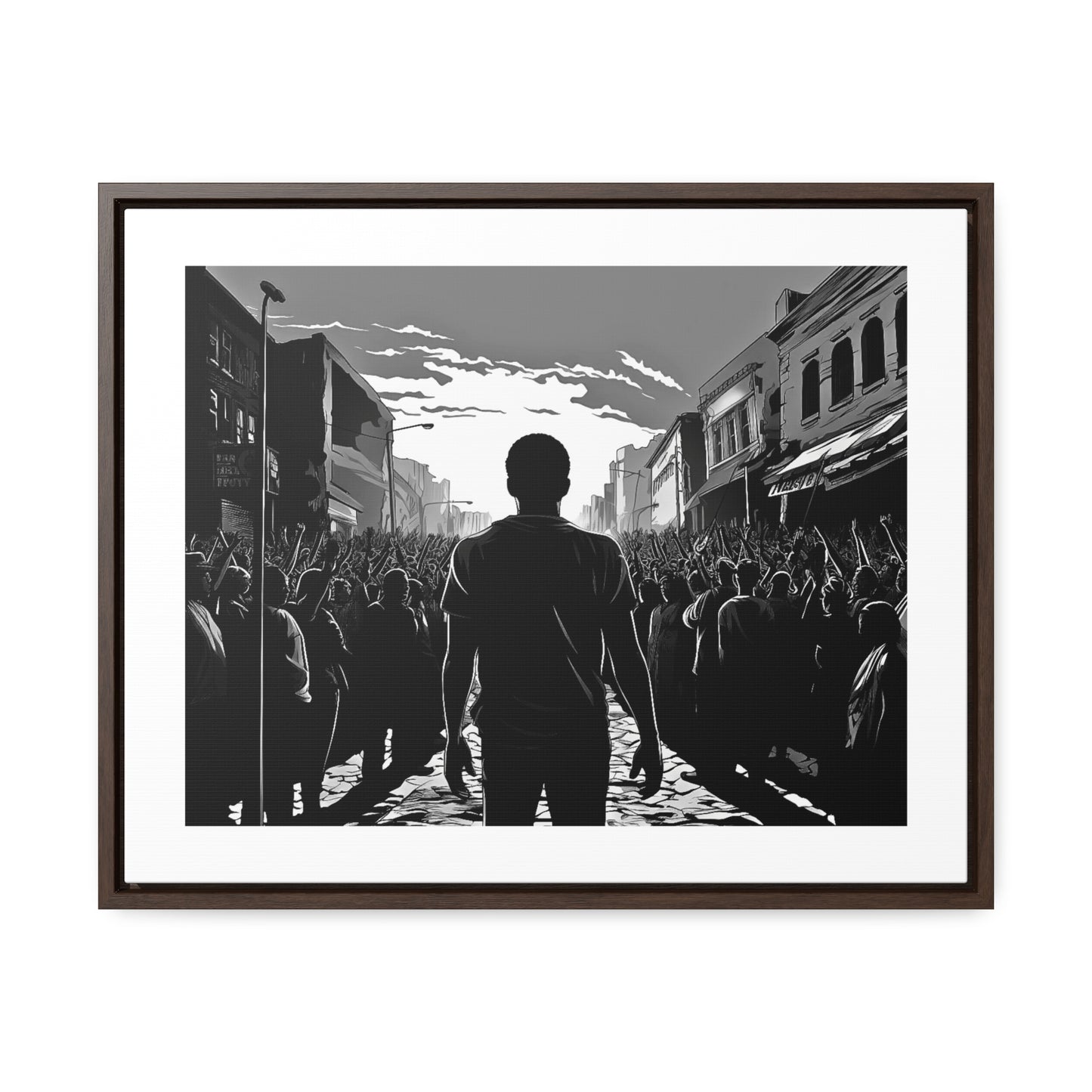 ሳይደፈርስ አይጠራም - Framed Canvas b&w Wall Art