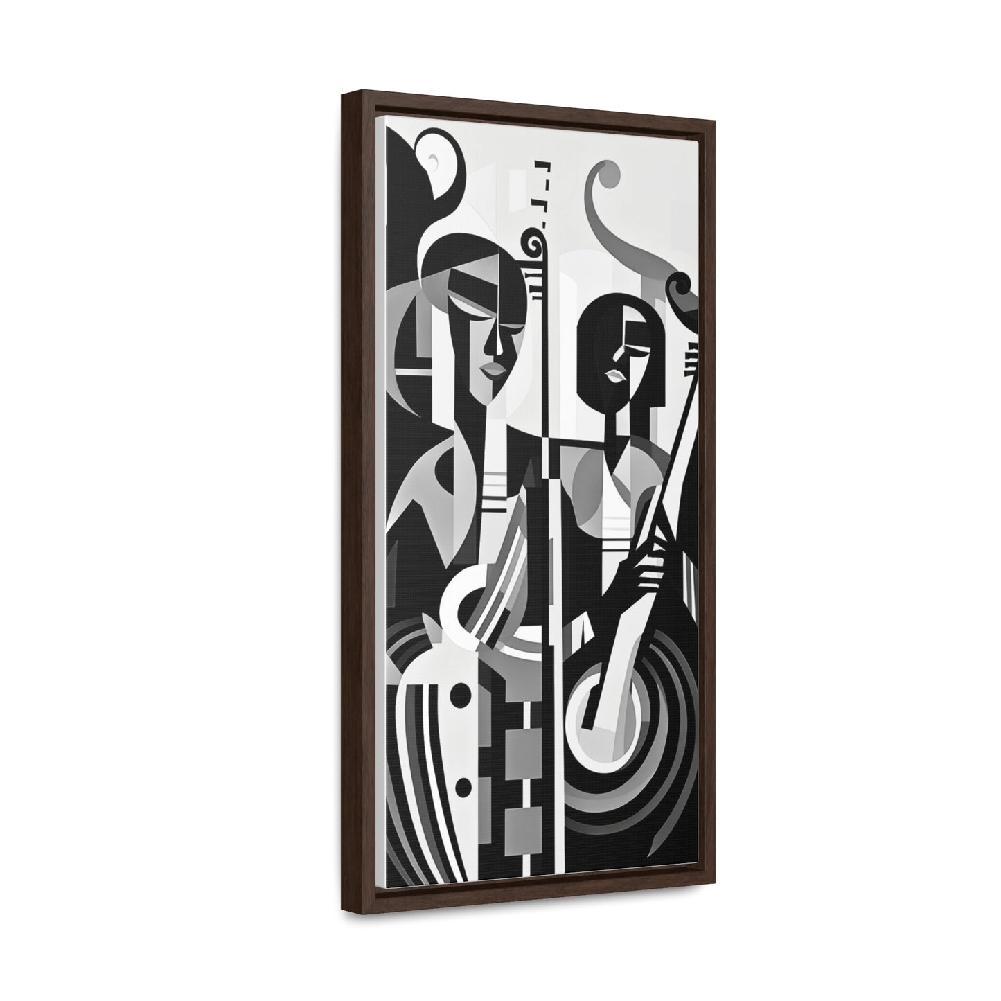 The Melodic Duo - Framed Canvas b&w Wall Art