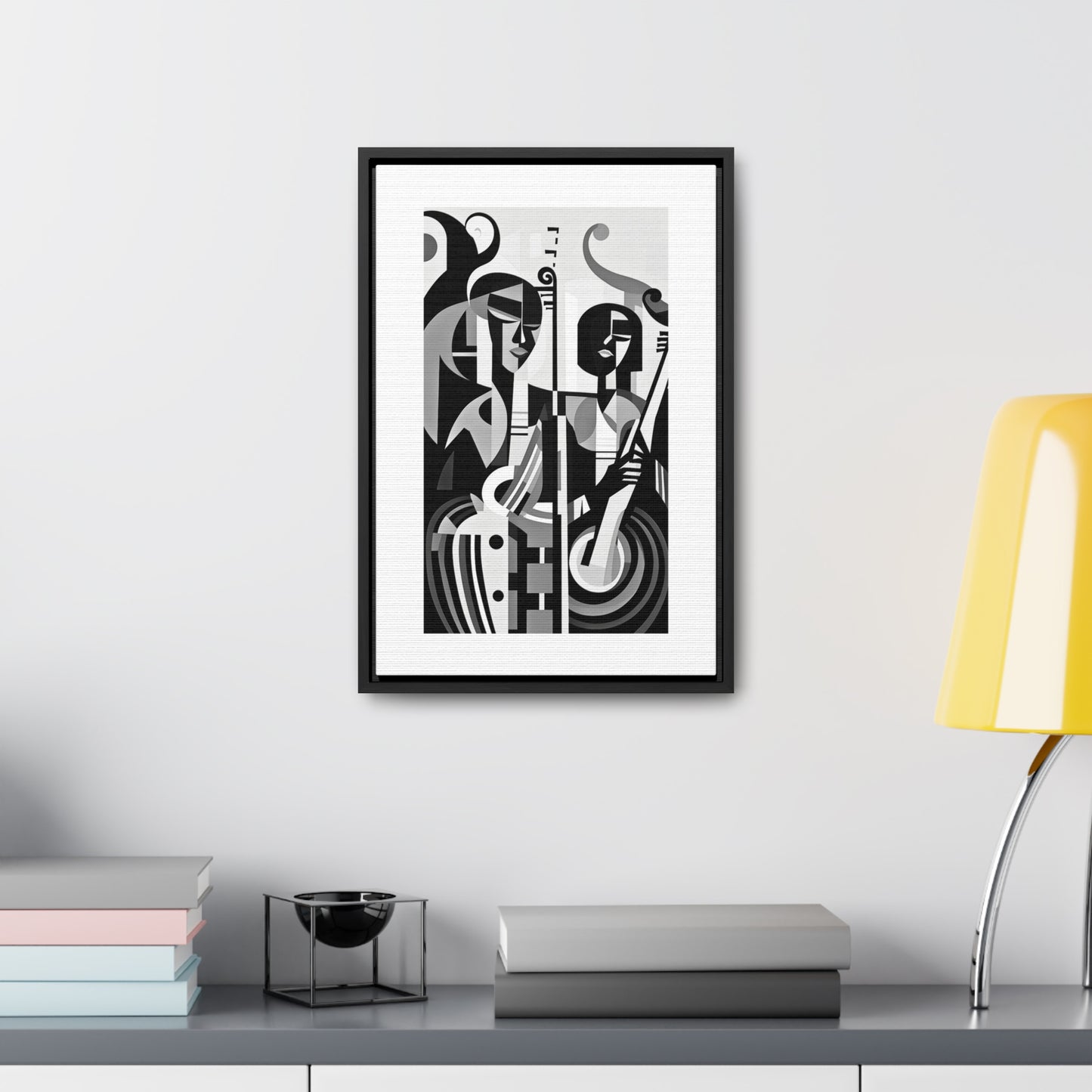 The Melodic Duo - Framed Canvas b&w Wall Art