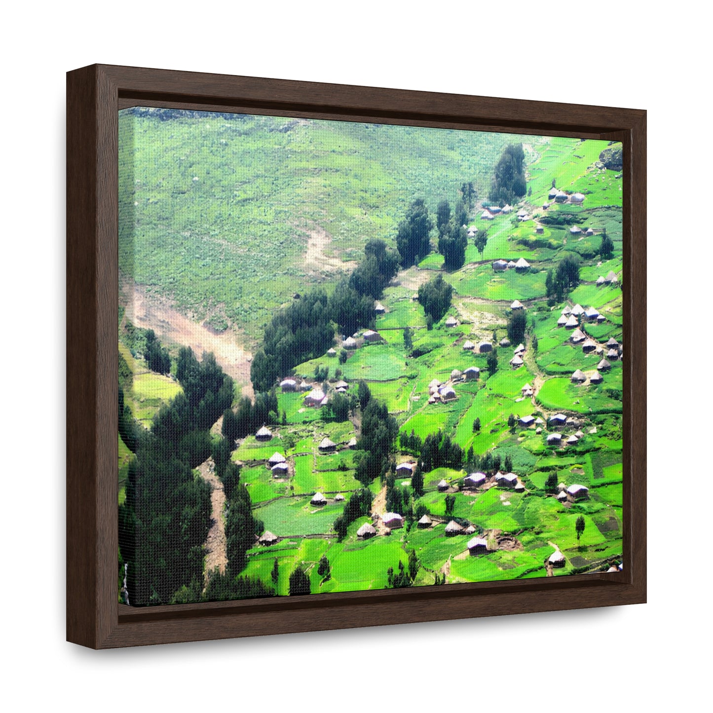 The Simien Mountain Village - Framed Canvas Photography