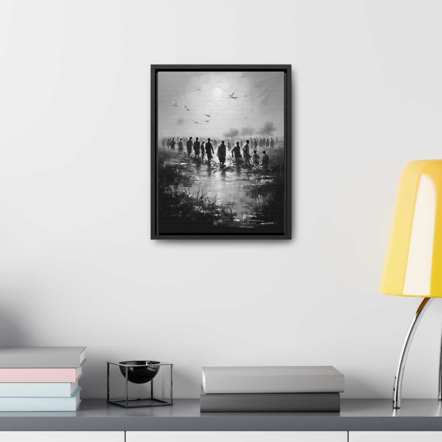 Exodus - Framed Canvas b&w Wall Art