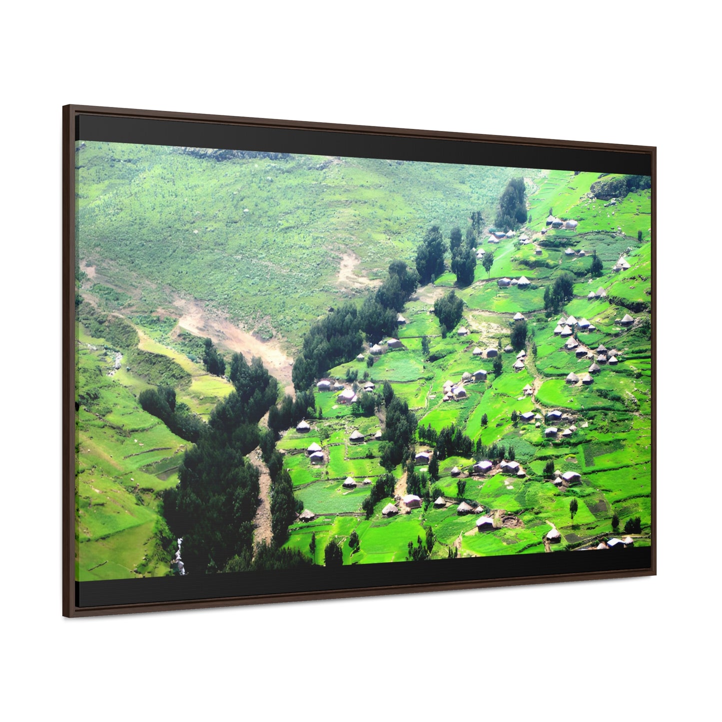 The Simien Mountain Village - Framed Canvas Photography