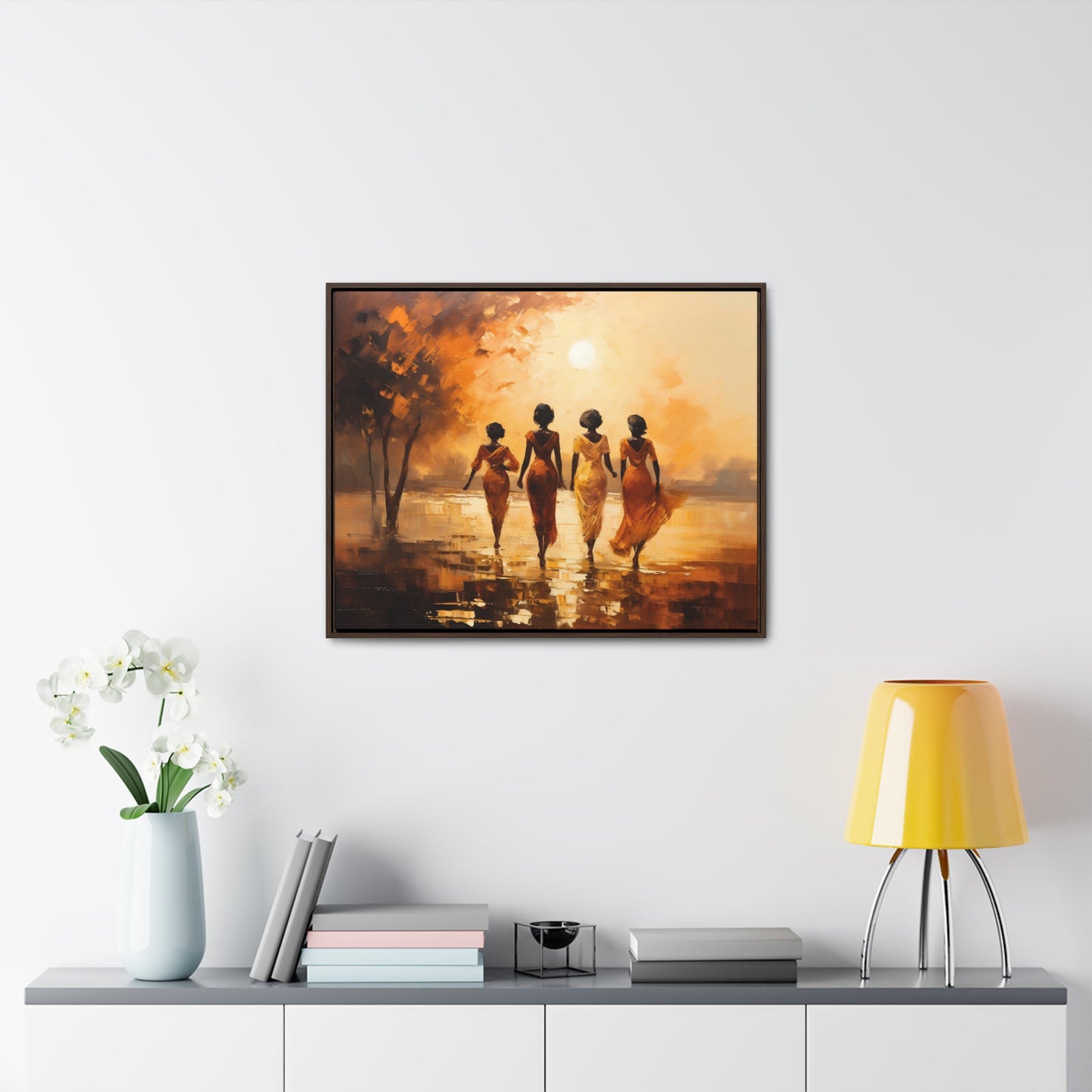 Sunlit Stroll - Framed Canvas Wall Art