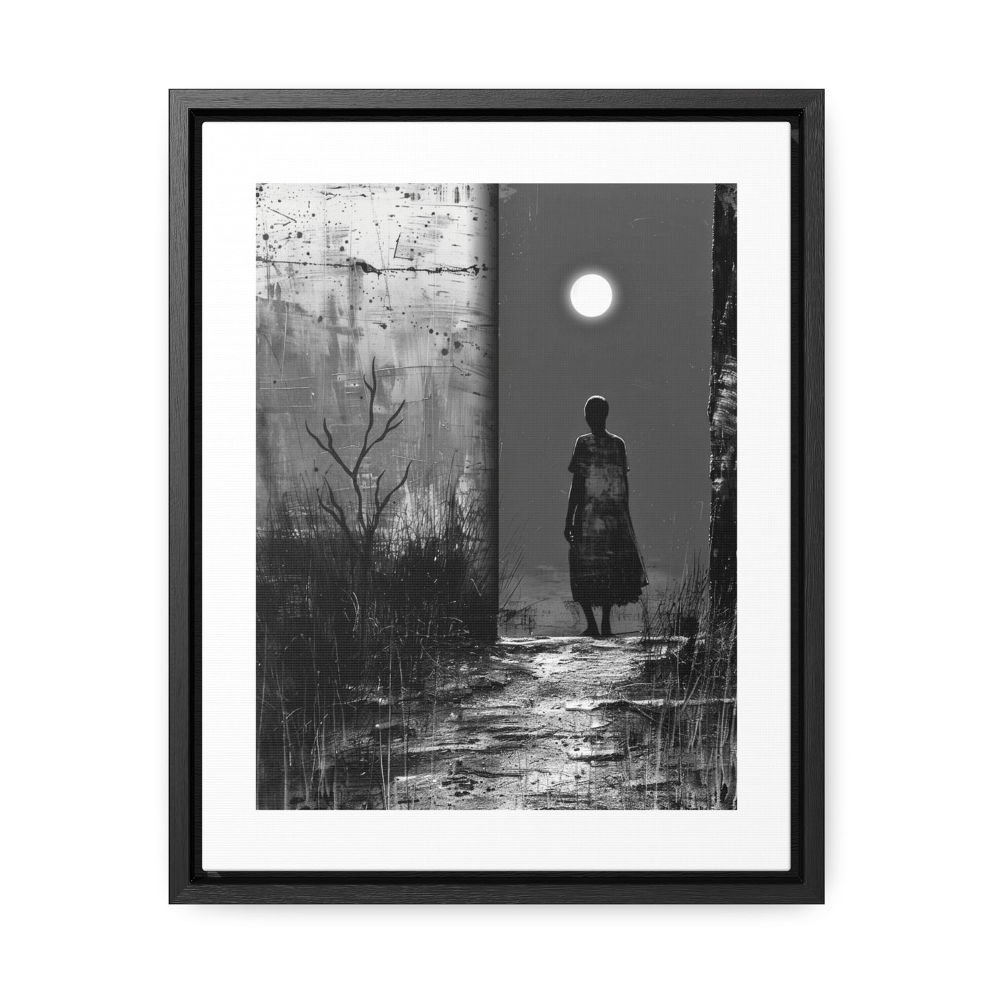 Turned the Corner - Framed Canvas b&w Wall Art