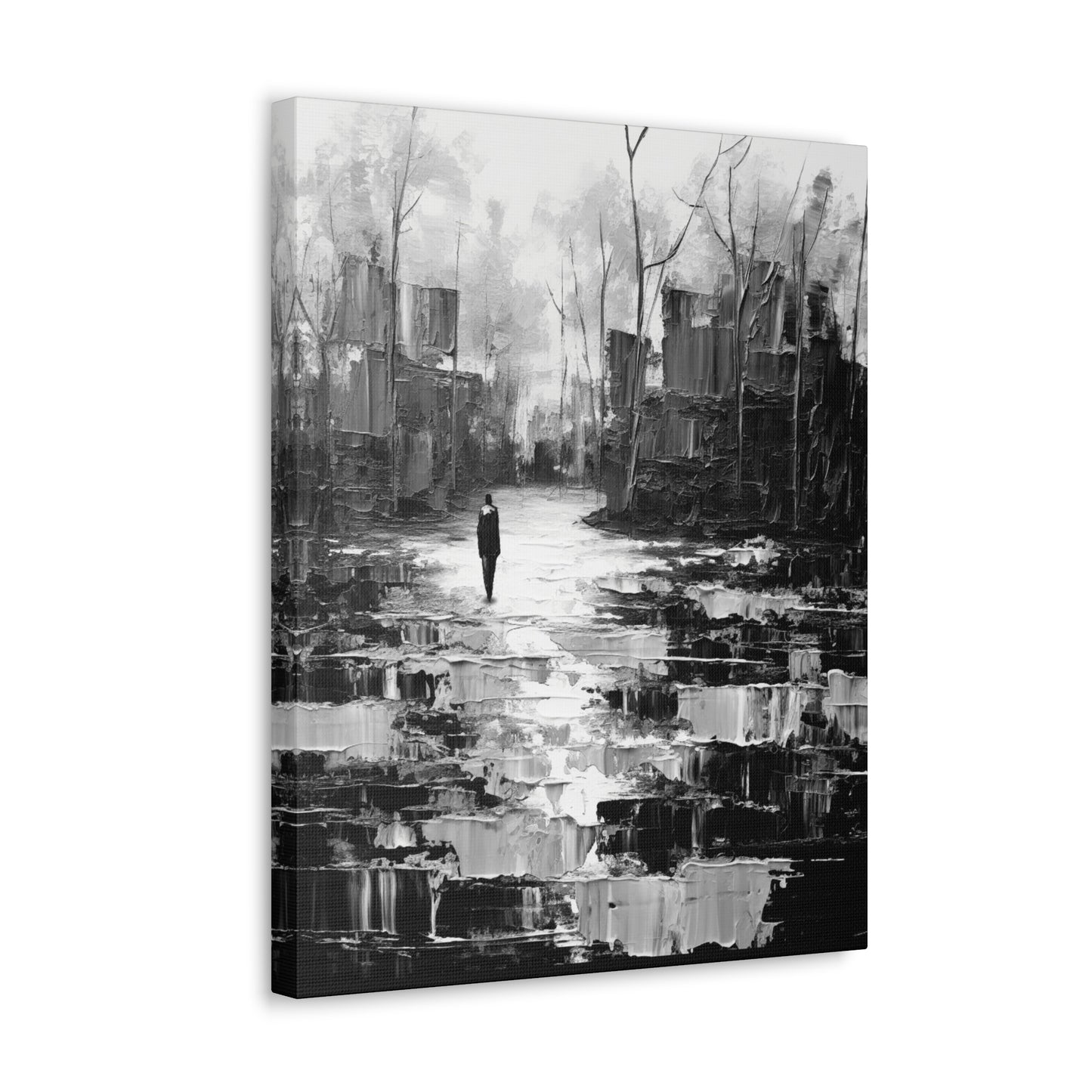 Solitude's Wisdom - Canvas b&w Wall Art