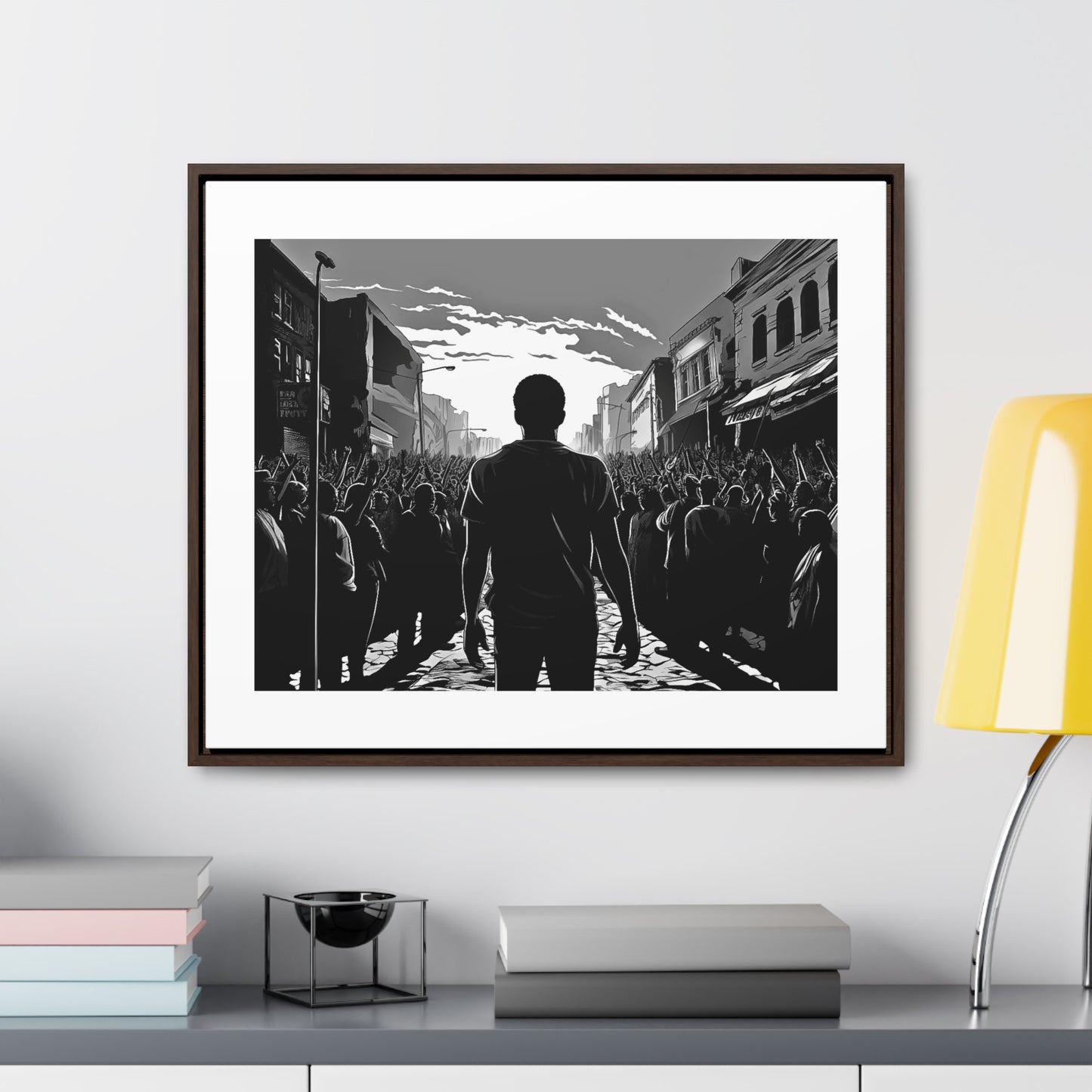 ሳይደፈርስ አይጠራም - Framed Canvas b&w Wall Art